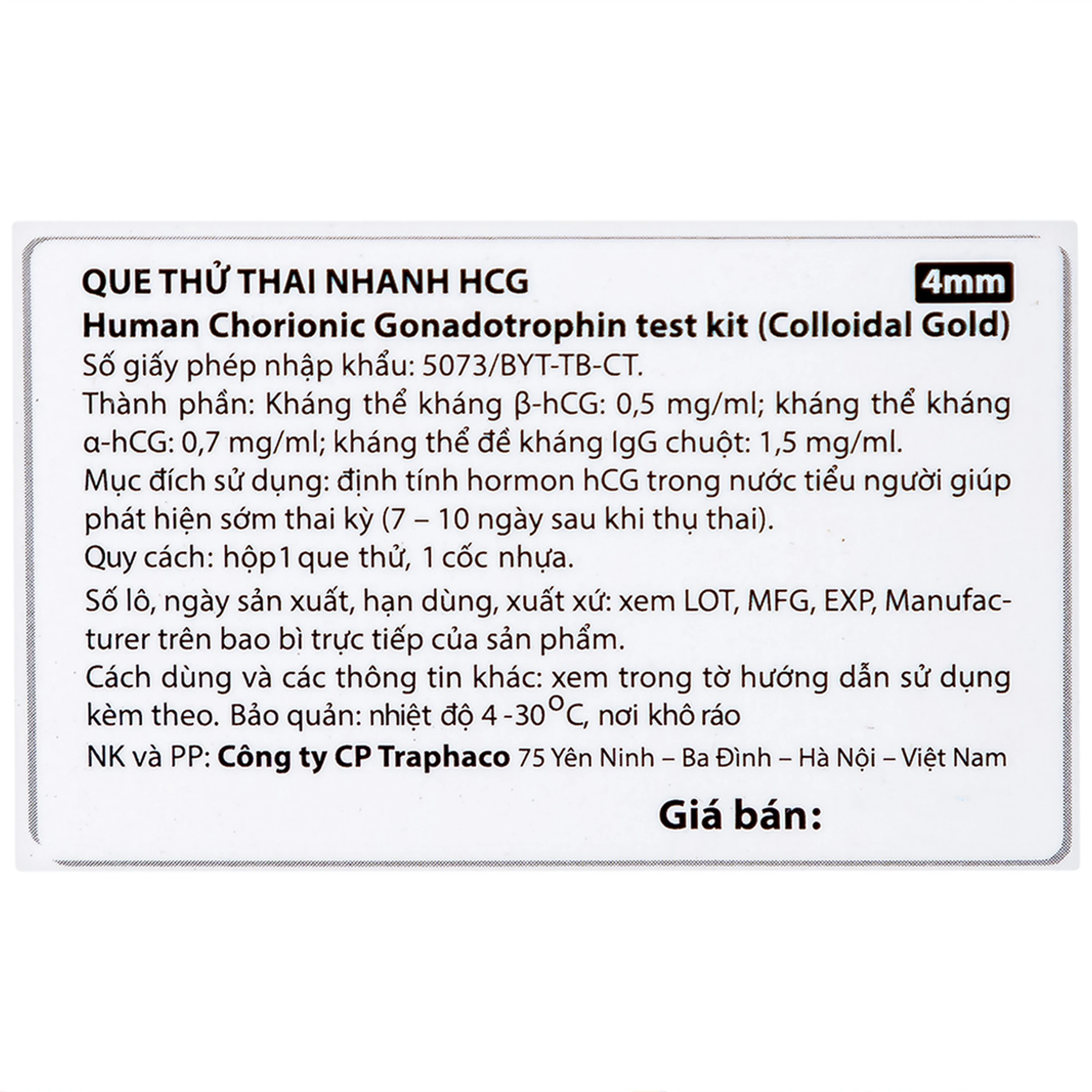 Que thử thai HCG Allisa Traphaco giúp phát hiện sớm thai kỳ sau 7-10 ngày thụ thai