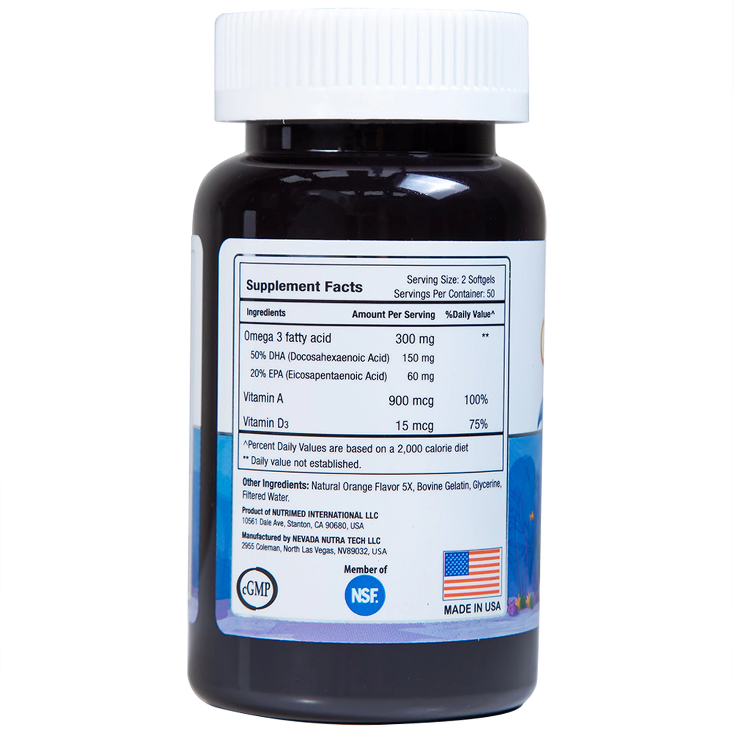 Viên uống giúp trẻ phát triển chiều cao, trí não và thị lực Omega-3 For Kids Nutrimed (100 viên)