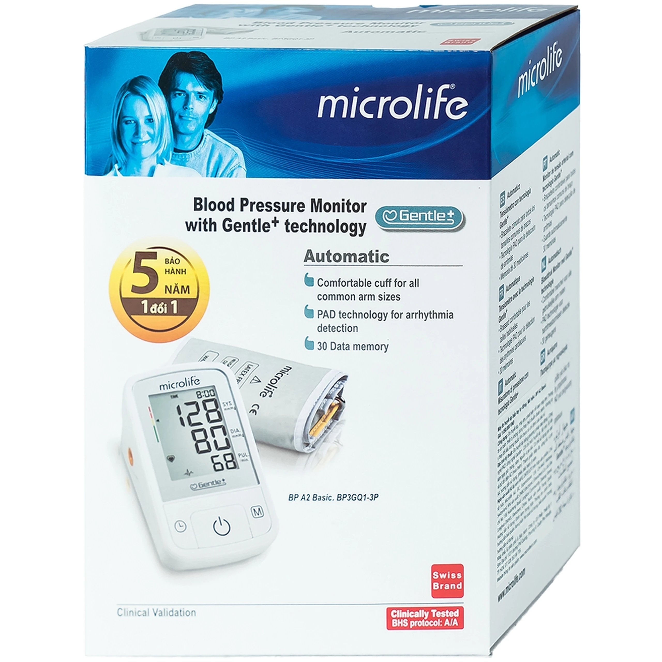 Máy đo huyết áp bắp tay Microlife BP A2 Basic hỗ trợ đo huyết áp, nhịp tim