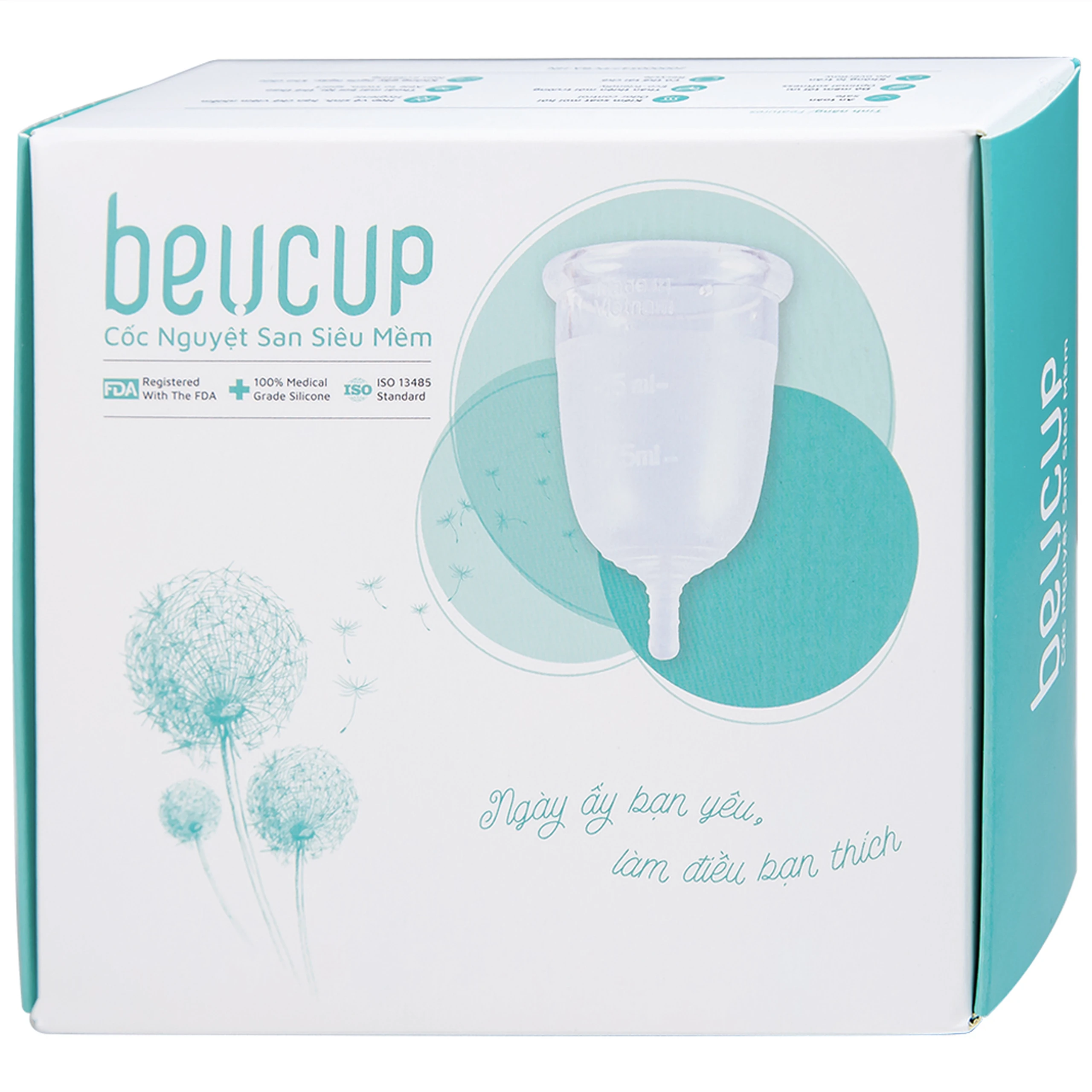 Cốc nguyệt san Beu Cup 45x65mm siêu mềm, kiểm soát mùi hôi, hạn chế viêm nhiễm