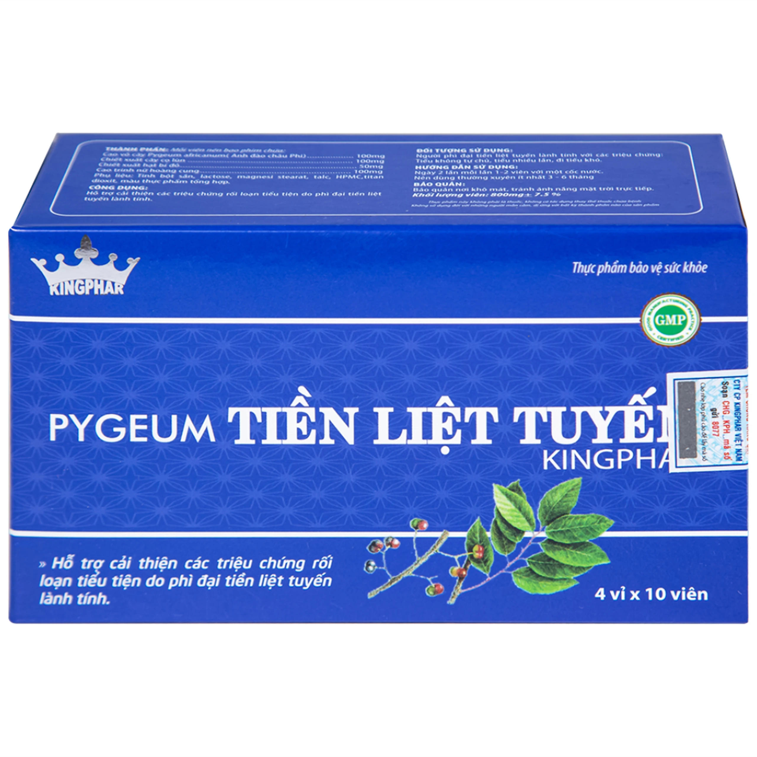 Viên uống hỗ trợ cho người phì đại tiền liệt tuyến Pygeum Tiền Liệt Tuyến Kingphar (4 vỉ x 10 viên)