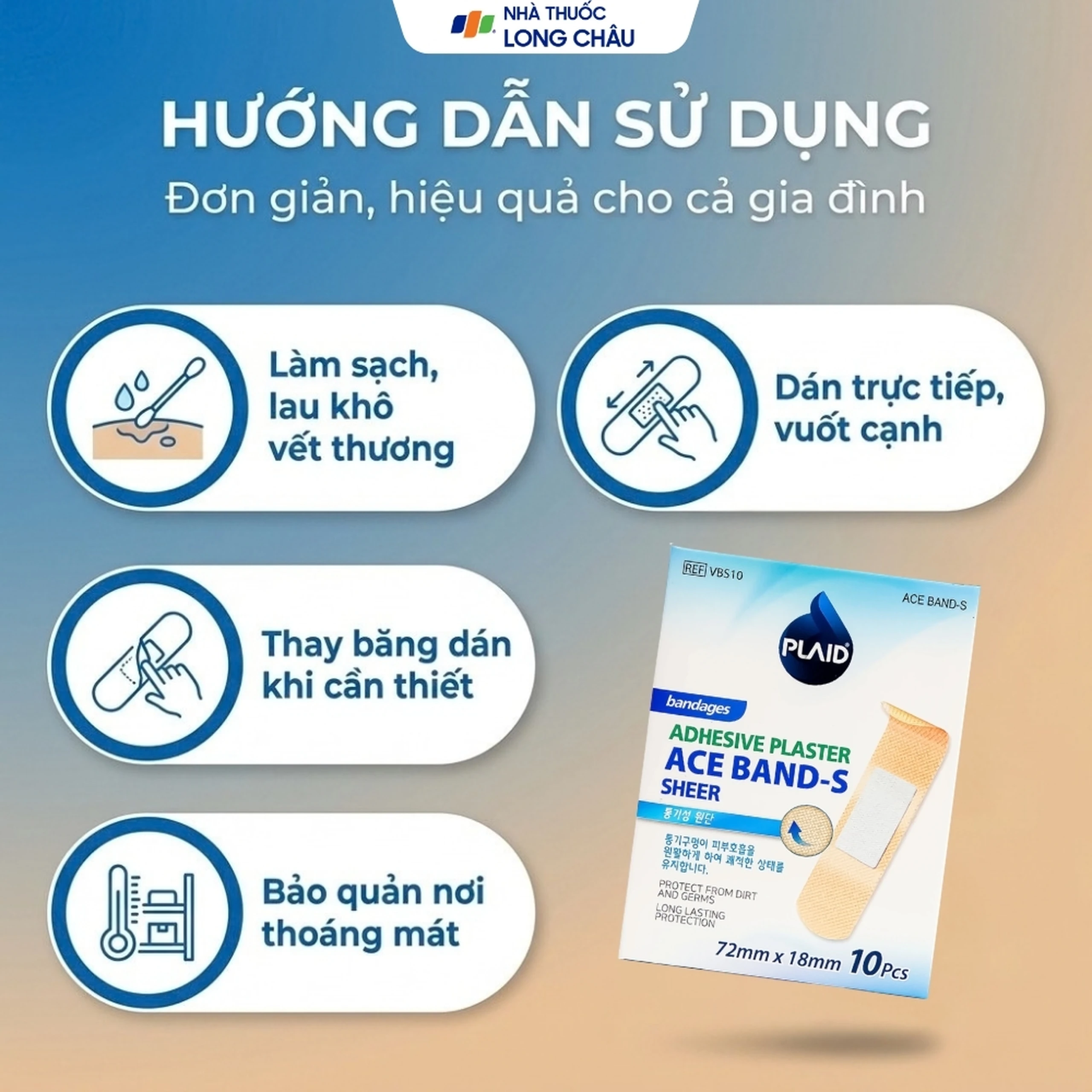 Băng cá nhân vải Plaid Ace Band-S 72x18 mm (10 miếng) Young Chemical 5