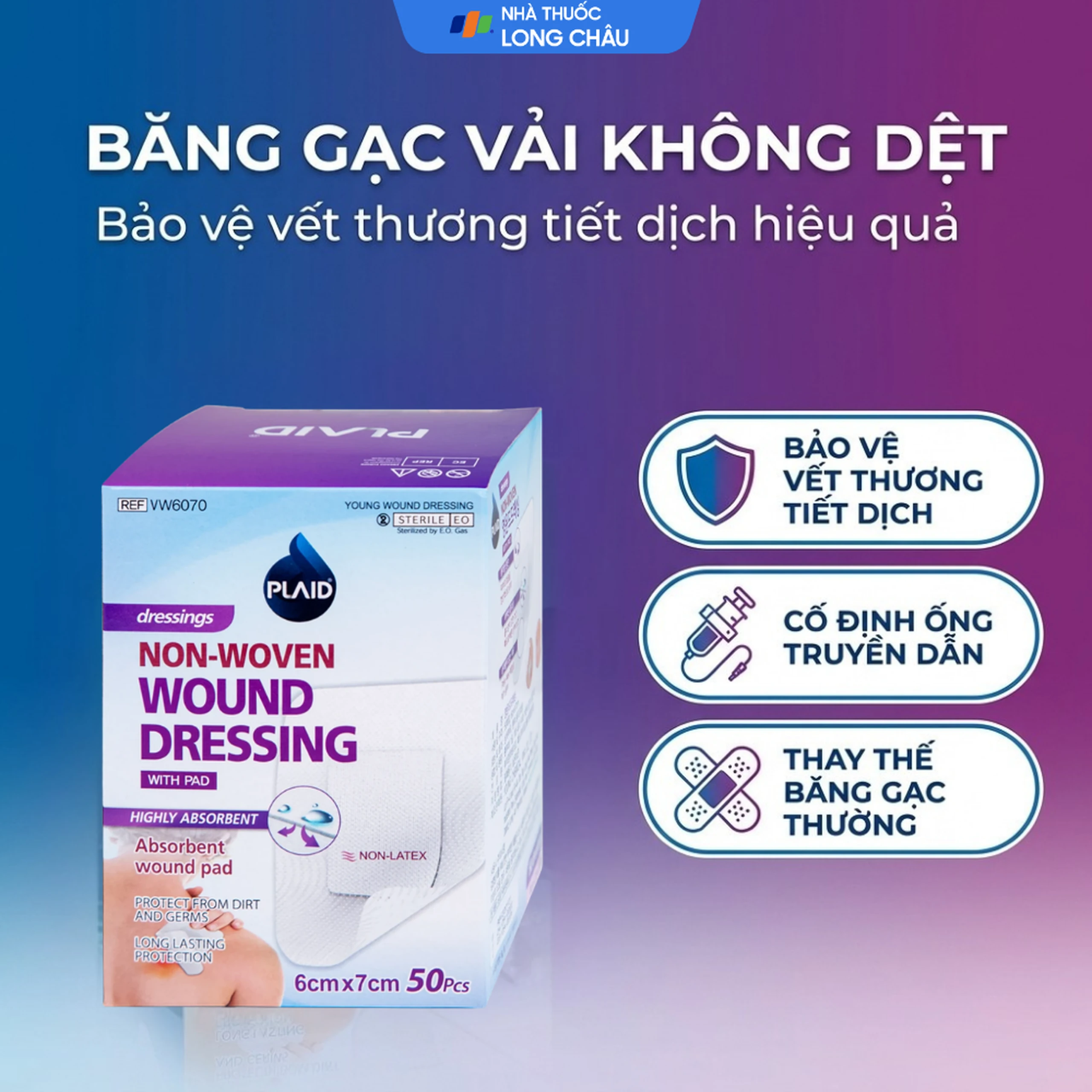 Gạc vô trùng Plaid Wound Dressing 6x7cm (50 miếng) Young Chemical 2