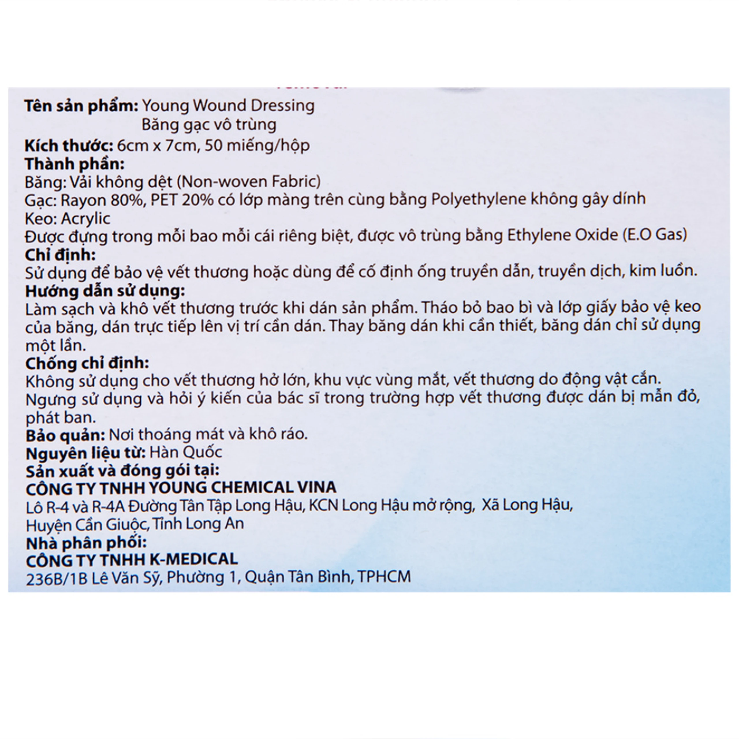 Gạc vô trùng Plaid Wound Dressing 6x7cm (50 miếng) Young Chemical