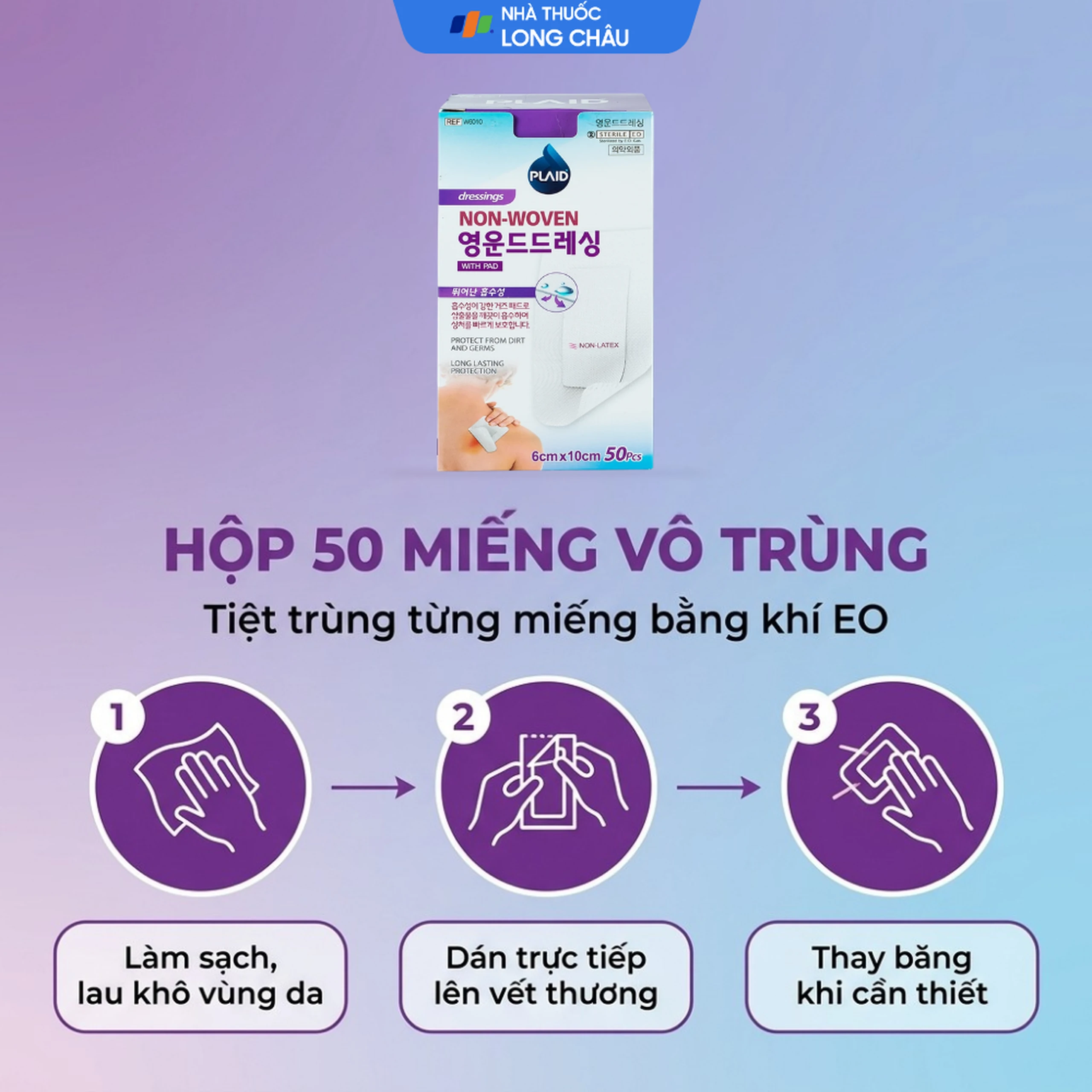 Gạc vô trùng Plaid Wound Dressing 6x10cm (50 miếng) Young Chemical 5