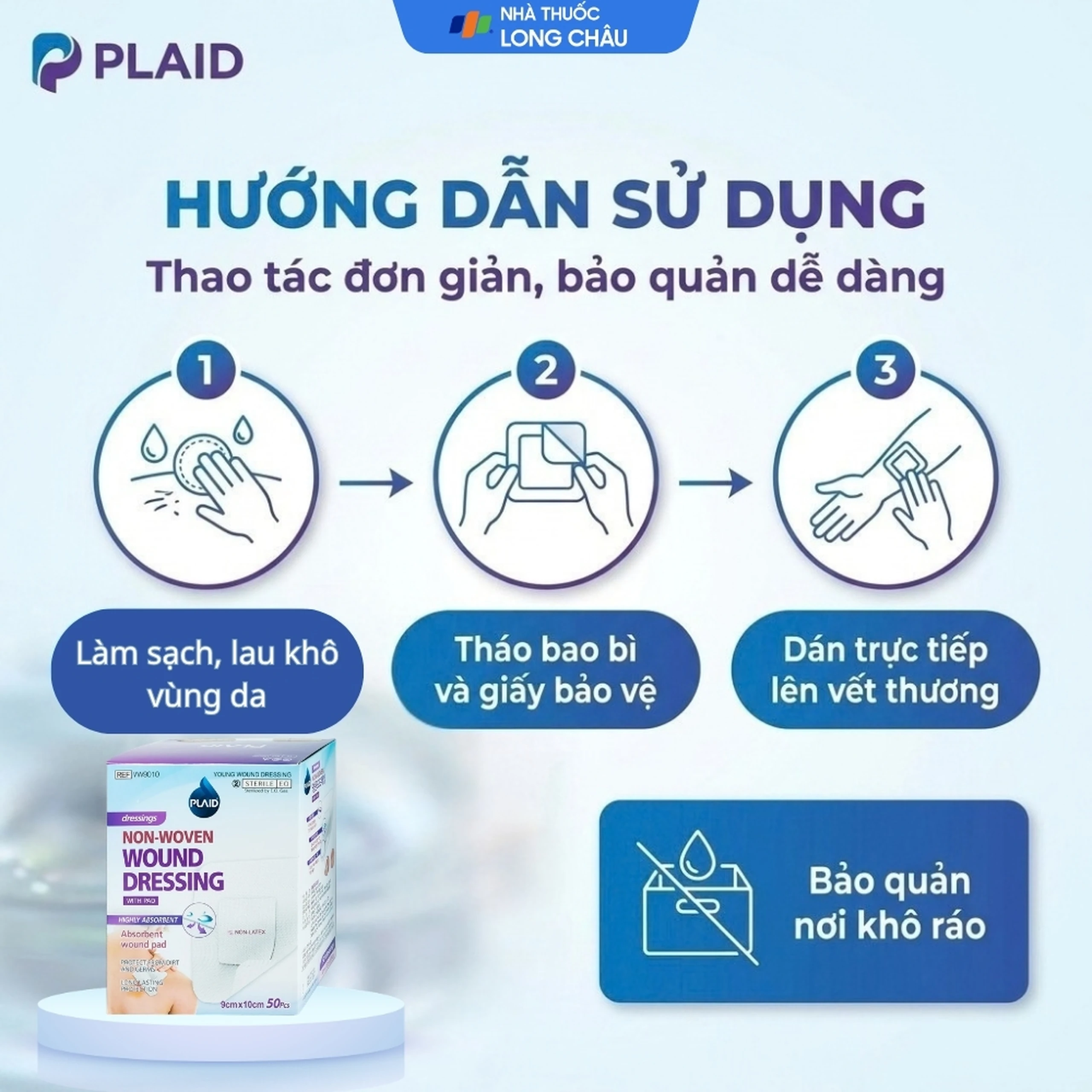 Gạc vô trùng Plaid Wound Dressing 9x10cm (50 miếng) Young Chemical 5