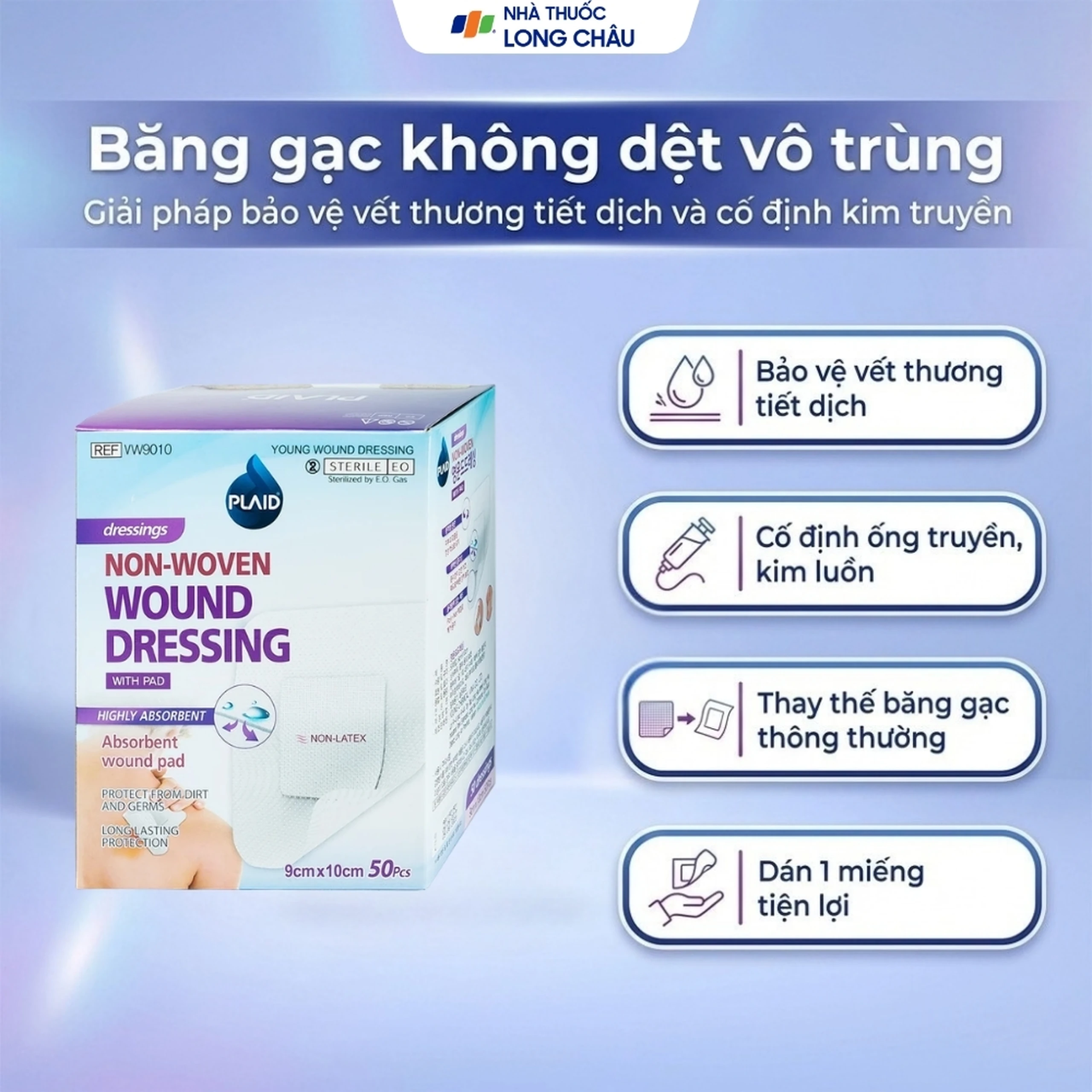 Gạc vô trùng Plaid Wound Dressing 9x10cm (50 miếng) Young Chemical 2
