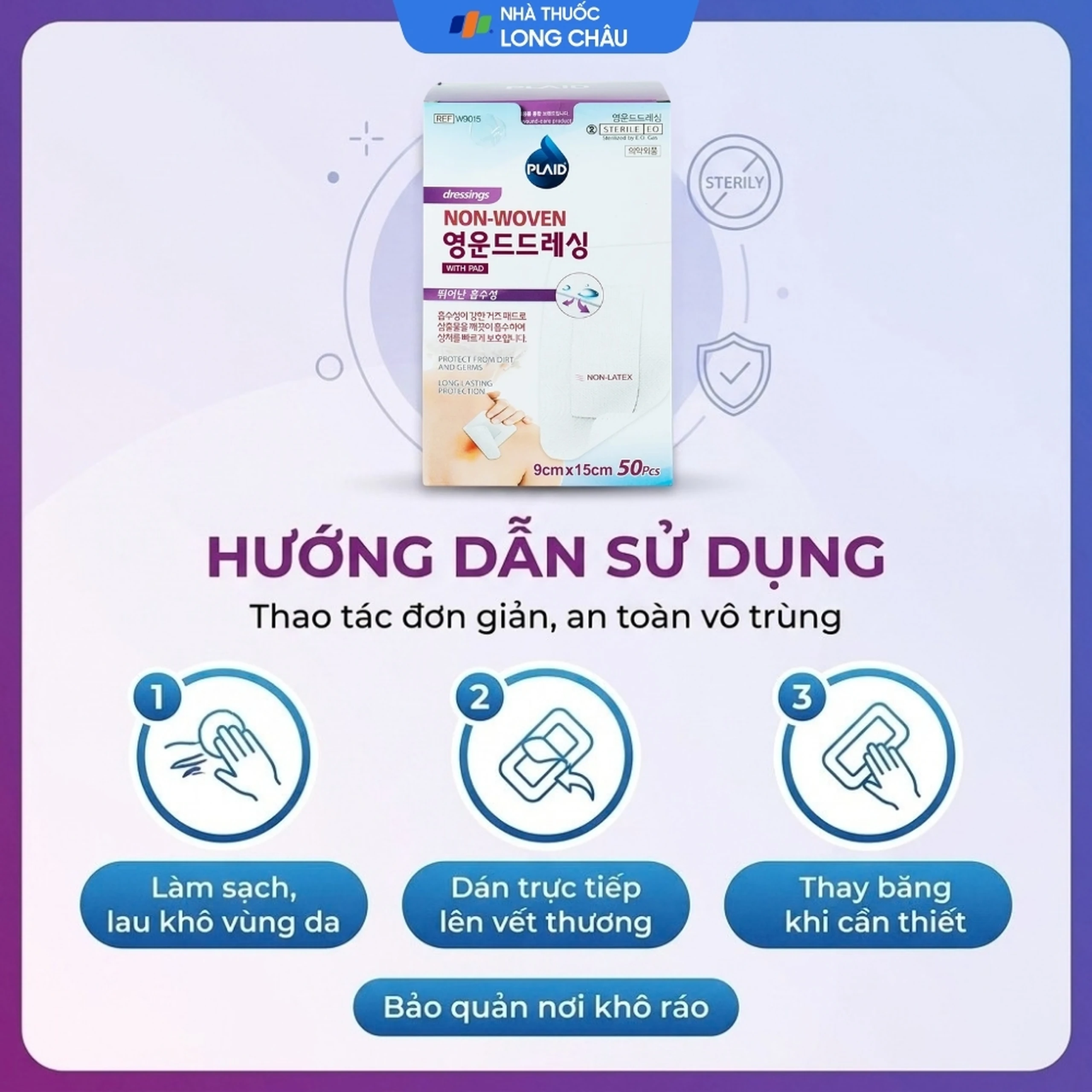Gạc vô trùng Plaid Wound Dressing 9x15cm (50 miếng) Young Chemical 5