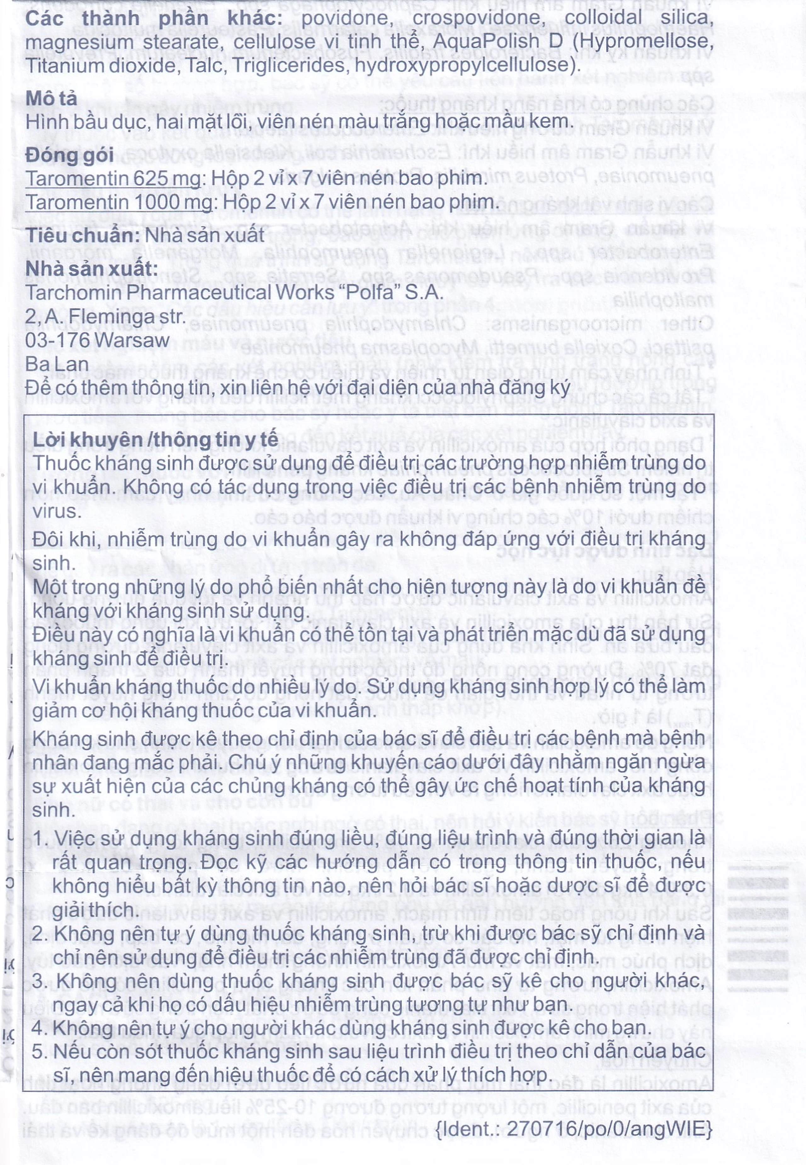 Thuốc Taromentin 1000mg Polfarmex điều trị viêm xoang cạnh mũi (2 vỉ x 7 viên)