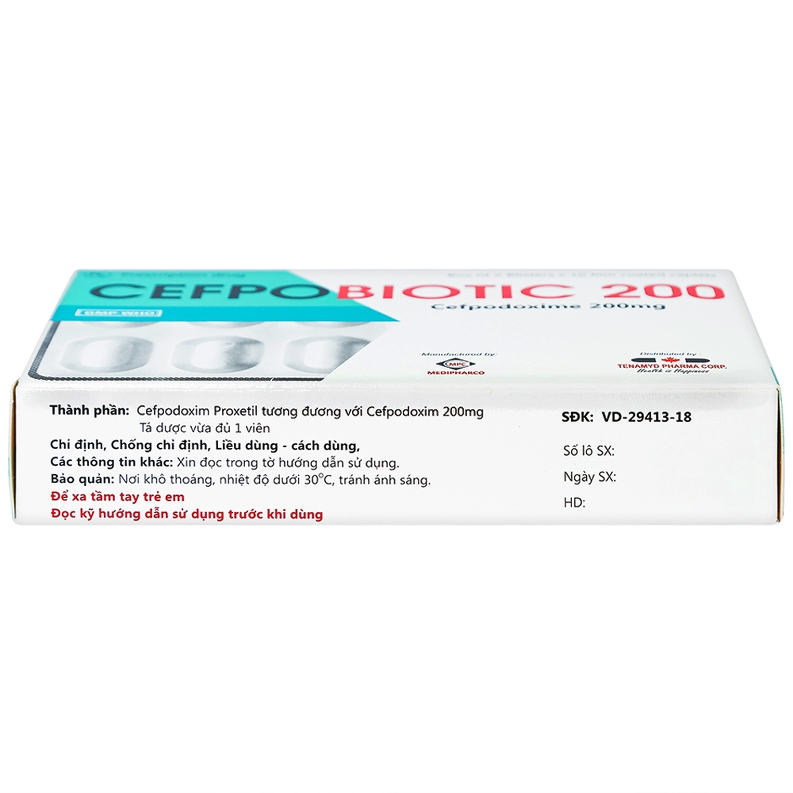 Thuốc Cefpobiotic 200mg Medipharco điều trị nhiễm khuẩn (2 vỉ x 10 viên)