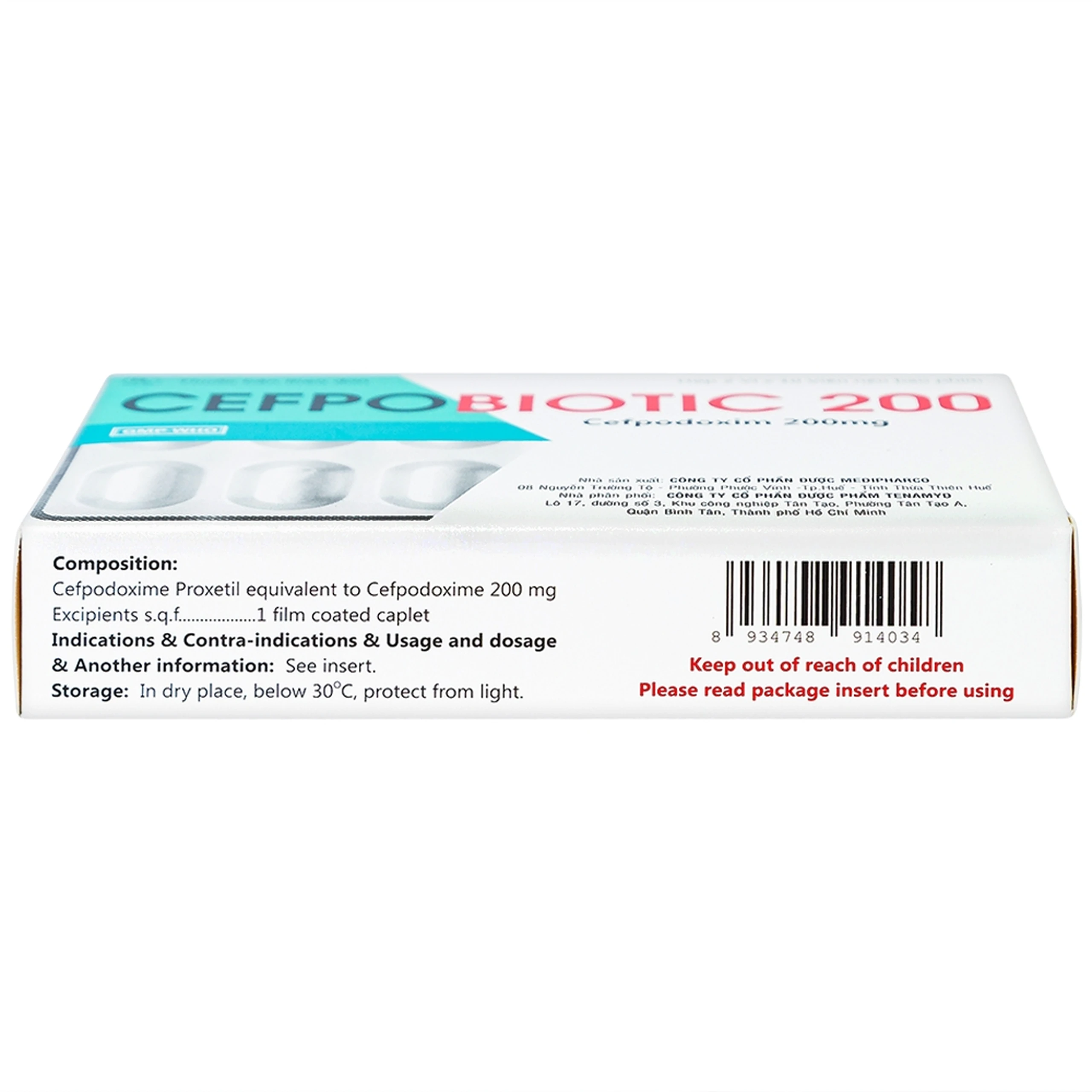 Thuốc Cefpobiotic 200mg Medipharco điều trị nhiễm khuẩn (2 vỉ x 10 viên)