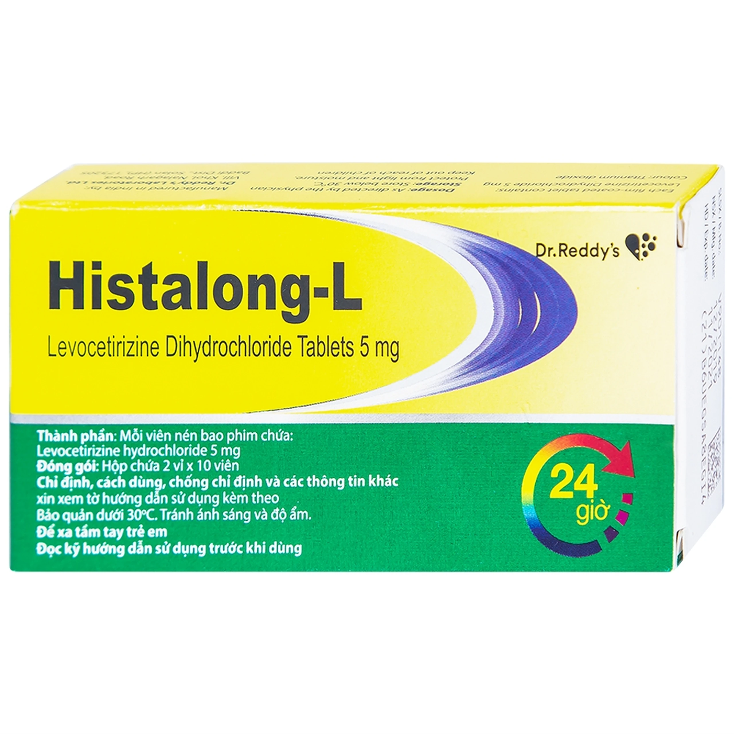 Thuốc Histalong - L 5mg Dr. Reddy điều trị triệu chứng viêm mũi dị ứng (2 vỉ x 10 viên)