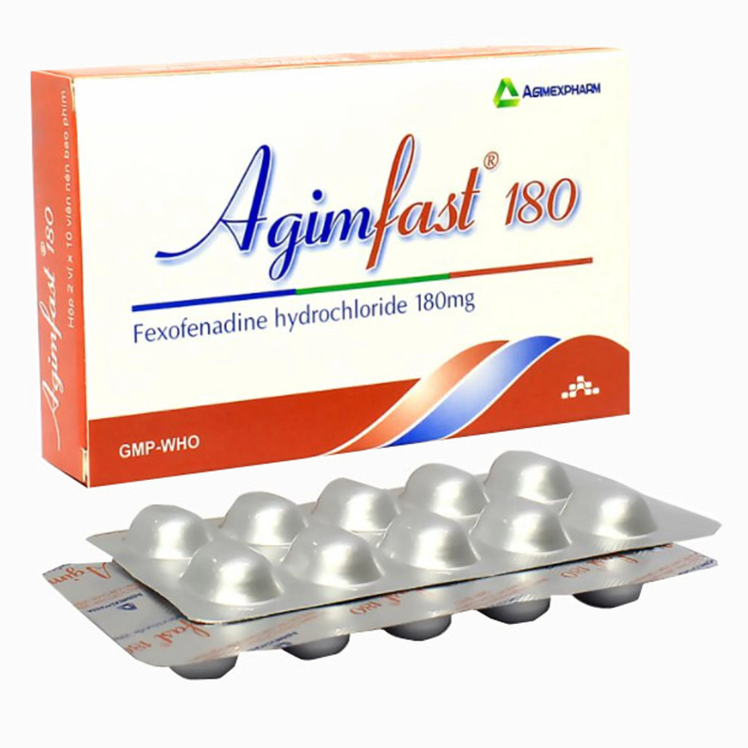 Thuốc Agimfast 180 Agimexpharm điều trị viêm mũi dị ứng, mày đay mạn tính vô căn (2 vỉ x 10 viên)