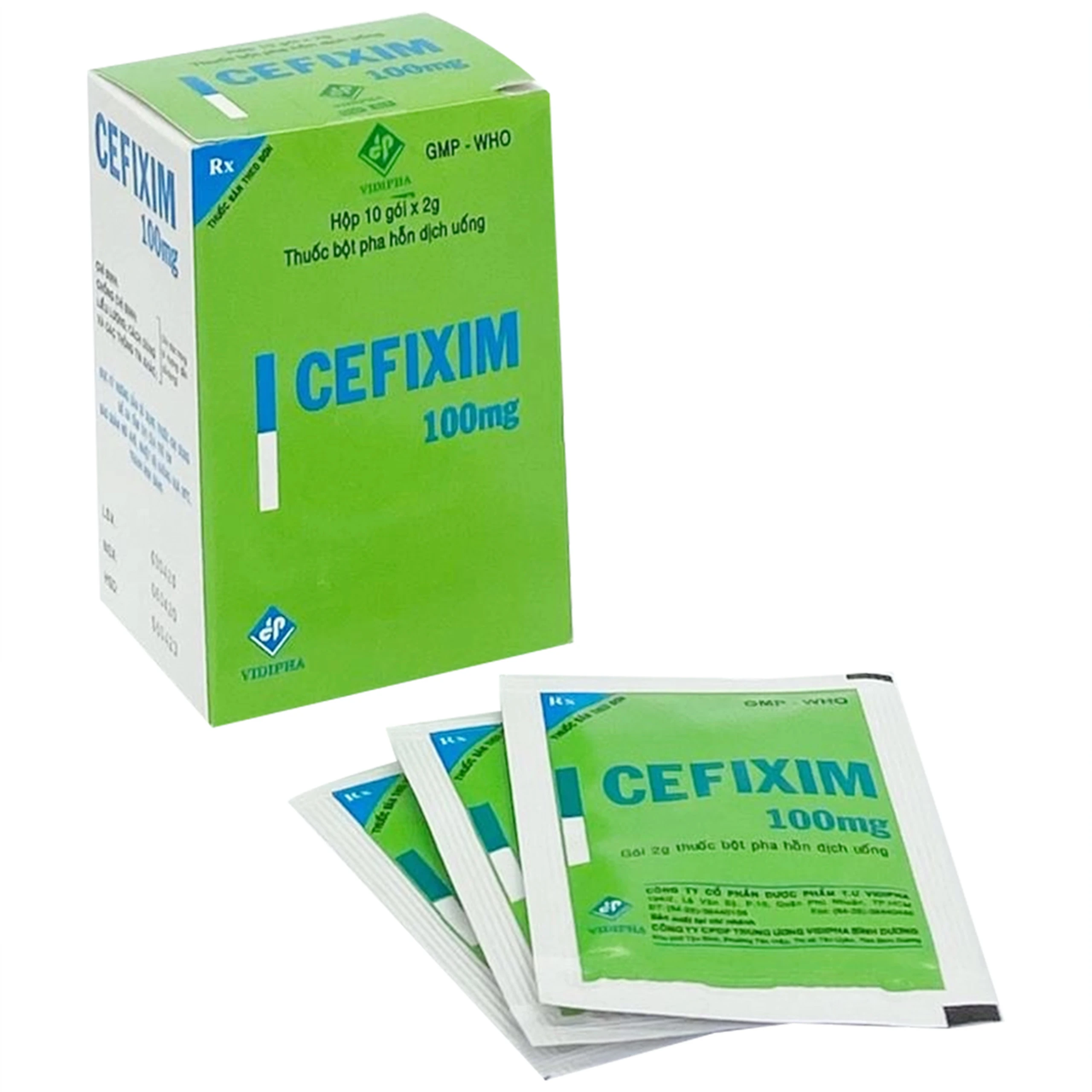 Bột pha hỗn dịch uống Cefixim 100mg vidipha điều trị nhiễm khuẩn (10 gói x 2g) 1