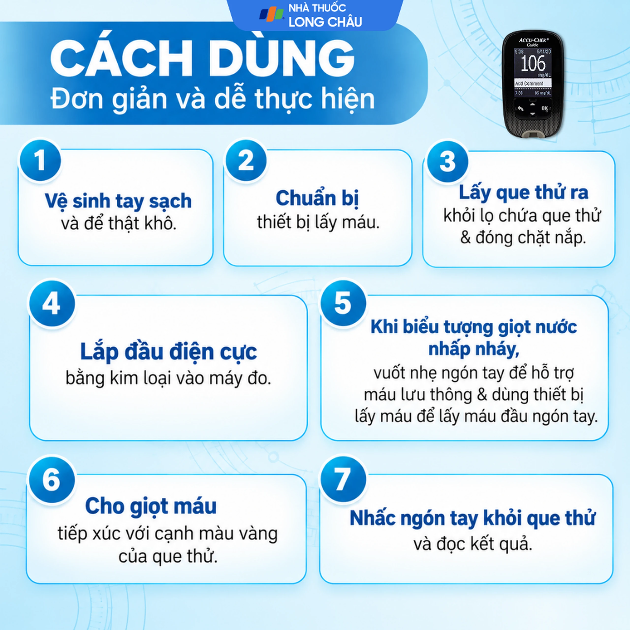 Máy đo đường huyết Accu Chek Guide hỗ trợ theo dõi, kiểm soát lượng đường trong máu 5