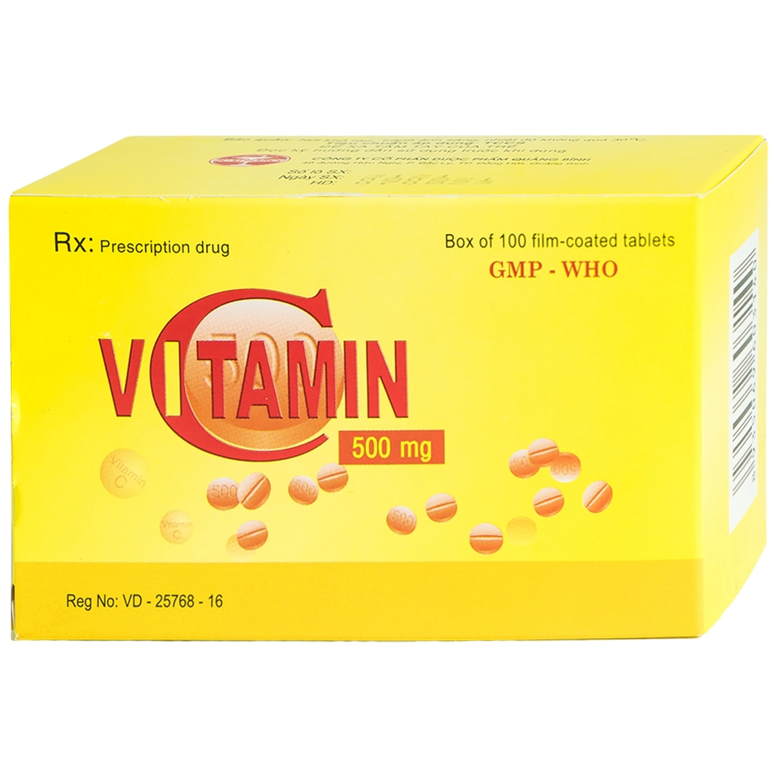 Thuốc Vitamin C 500mg Quapharco điều trị bệnh do thiếu Vitamin C (10 vỉ x 10 viên)