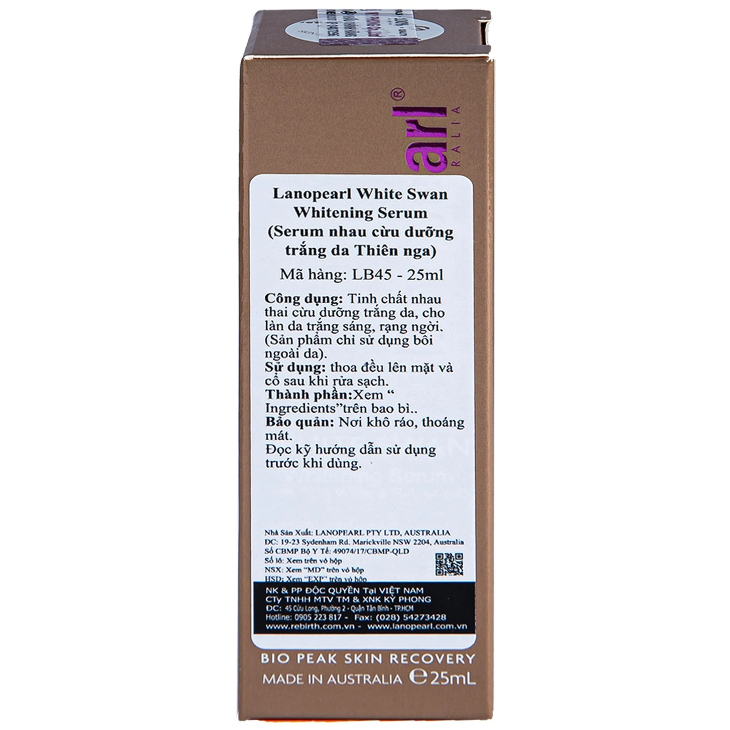 Serum Lanopearl White Swan Whitening tinh chất nhau thai cừu dưỡng trắng da trắng sáng, rạng ngời (25ml)