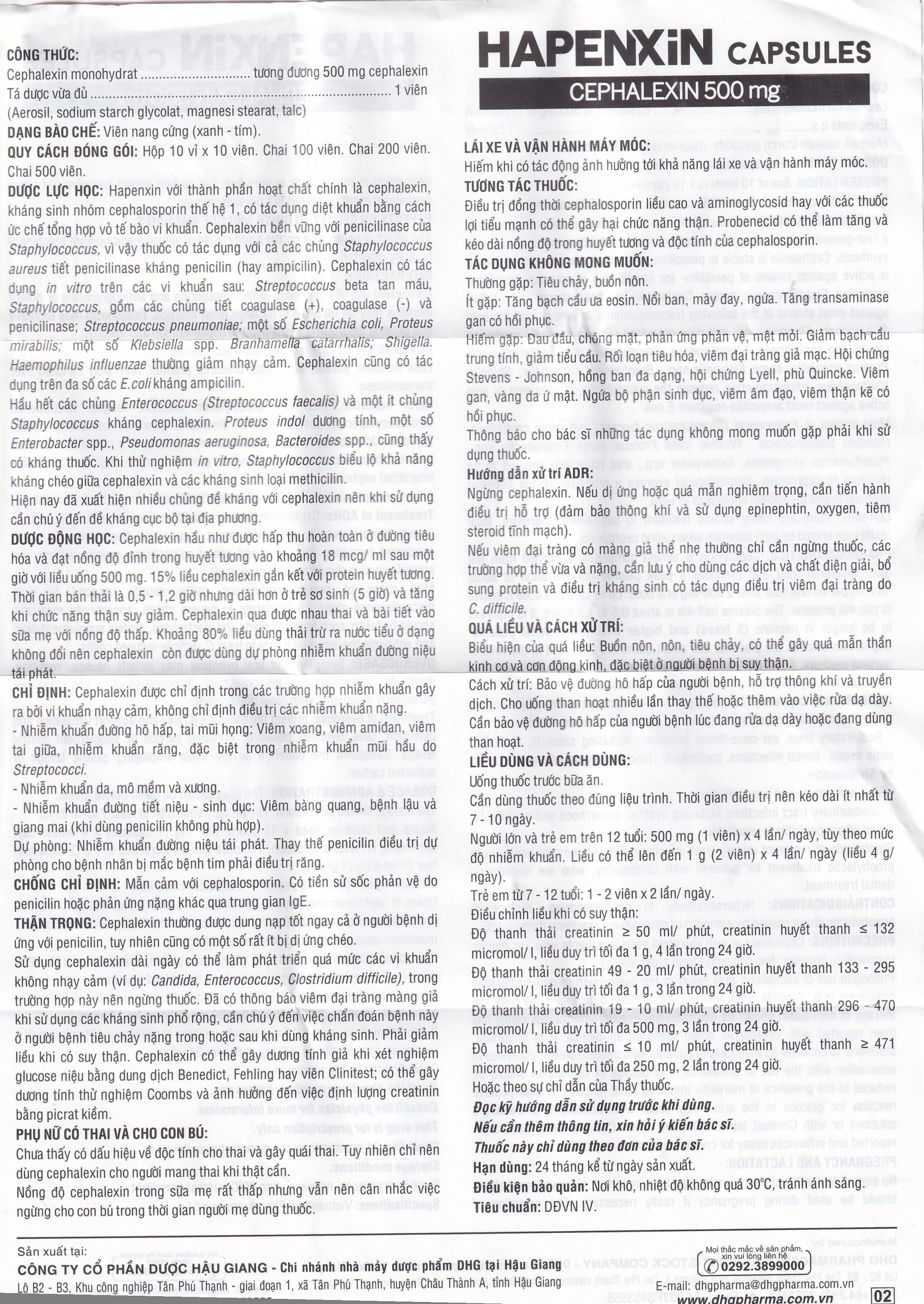 Thuốc Hapenxin Capsules DHG điều trị nhiễm khuẩn (10 vỉ x 10 viên)