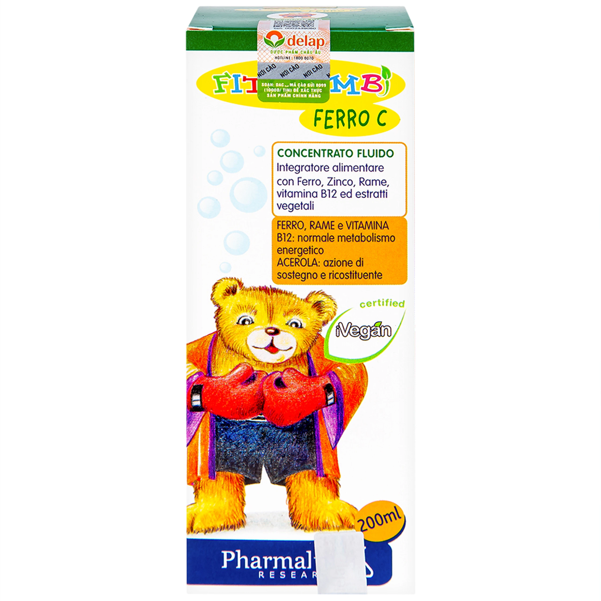 Siro hỗ trợ giảm nguy cơ thiếu máu do thiếu sắt Fitobimbi Ferro C (200ml)