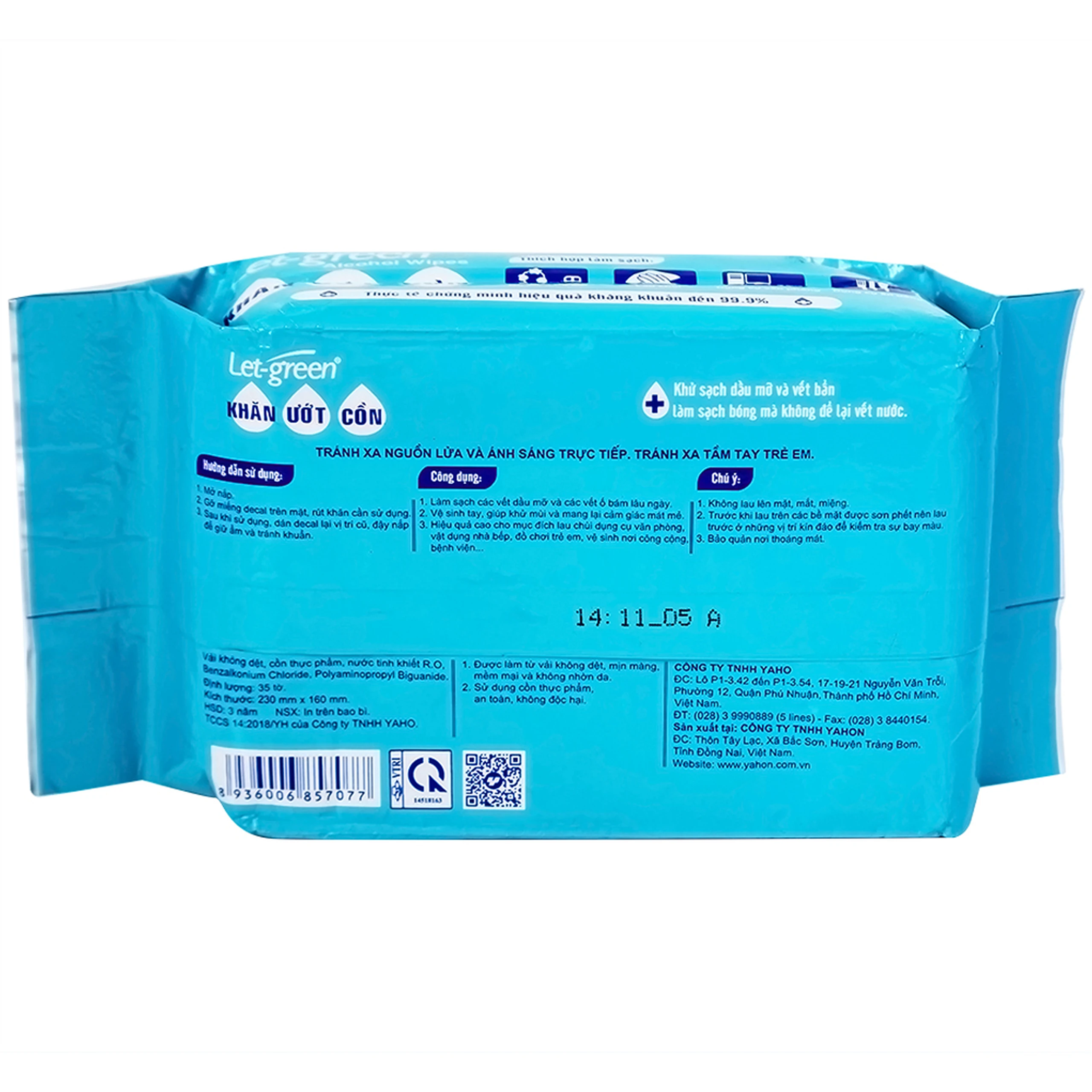 Khăn giấy ướt cồn Let-Green làm sạch, kháng khuẩn và giữ vệ sinh (35 miếng)