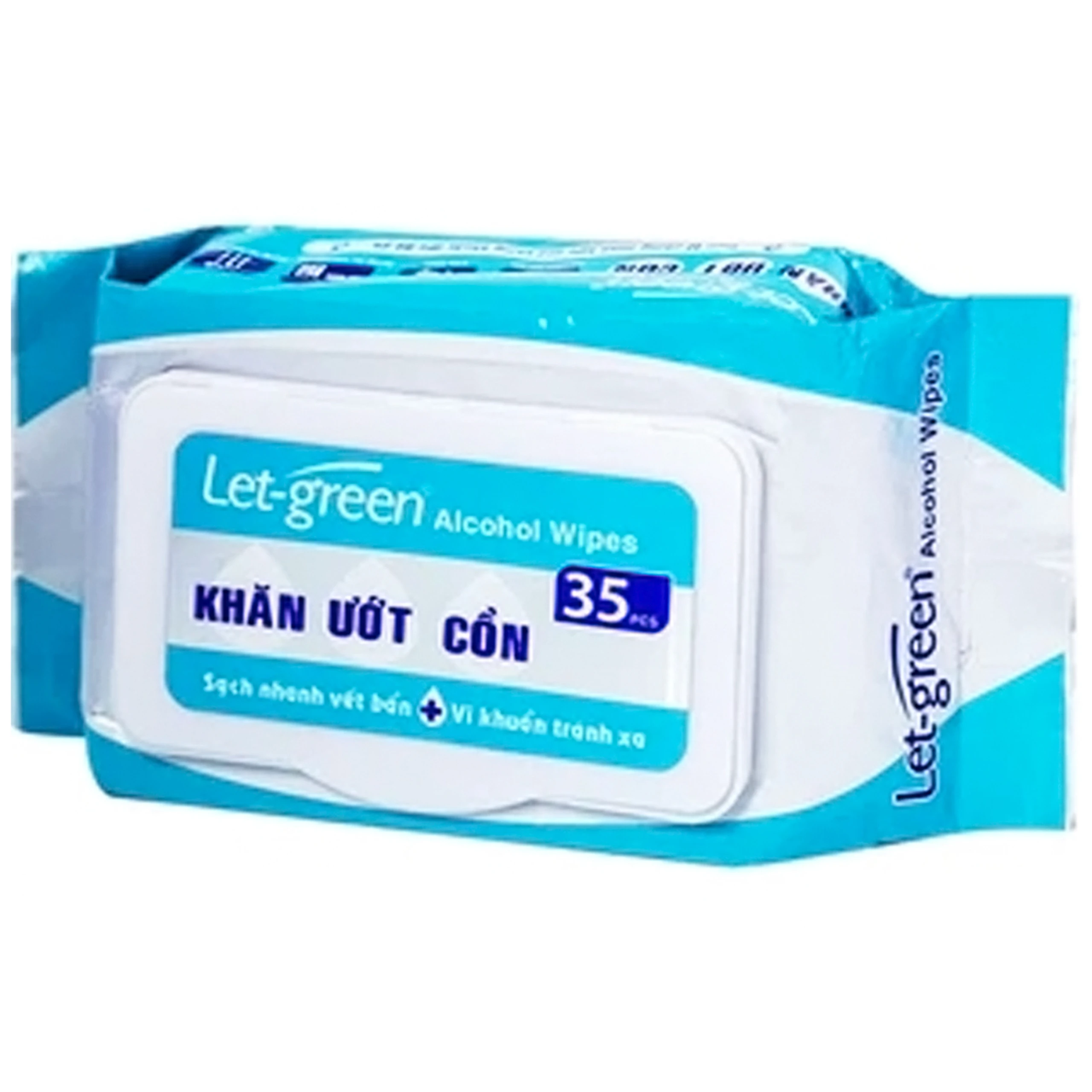 Khăn giấy ướt cồn Let-Green làm sạch, kháng khuẩn và giữ vệ sinh (35 miếng)