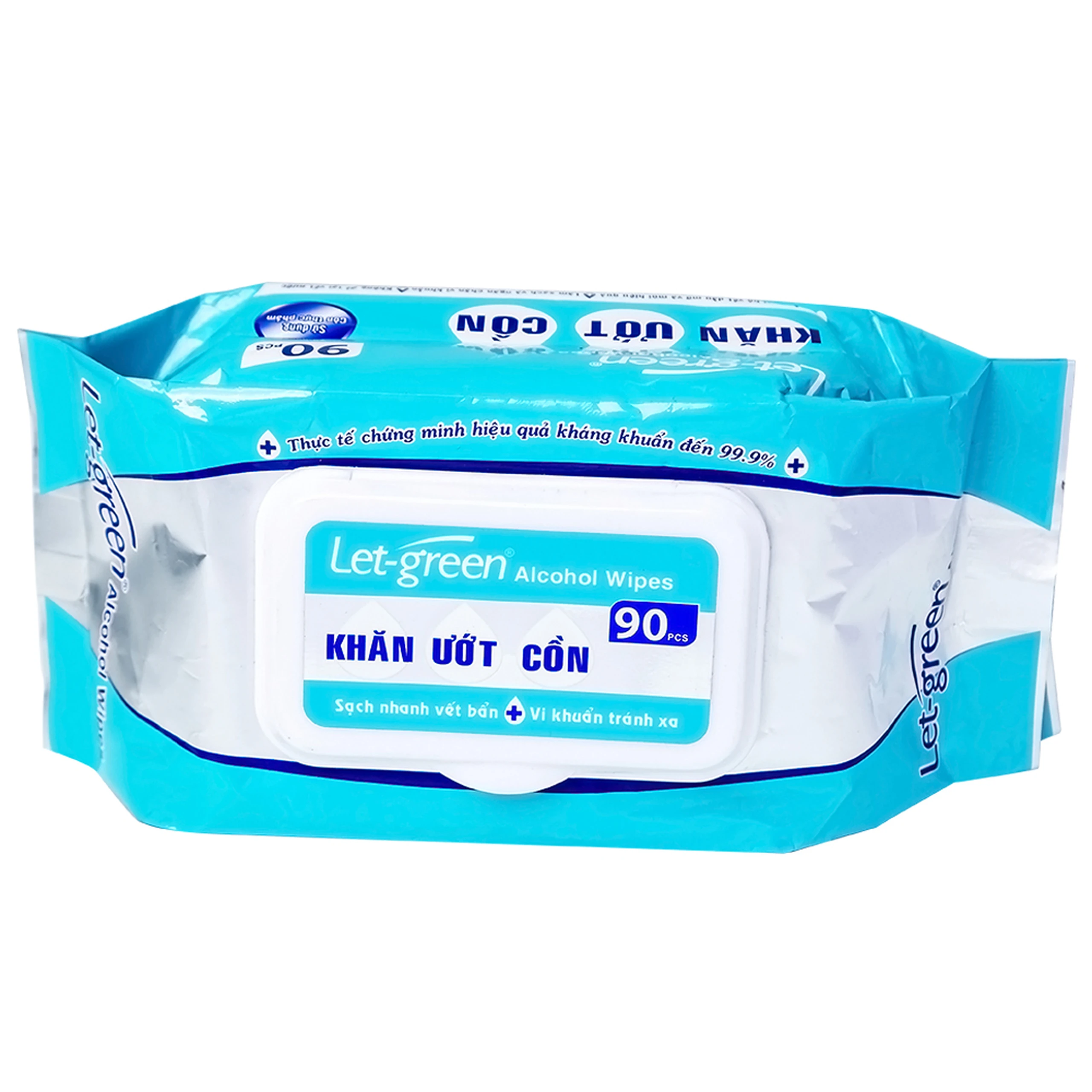 Khăn ướt cồn Let-Green làm sạch, kháng khuẩn và giữ vệ sinh (90 miếng)