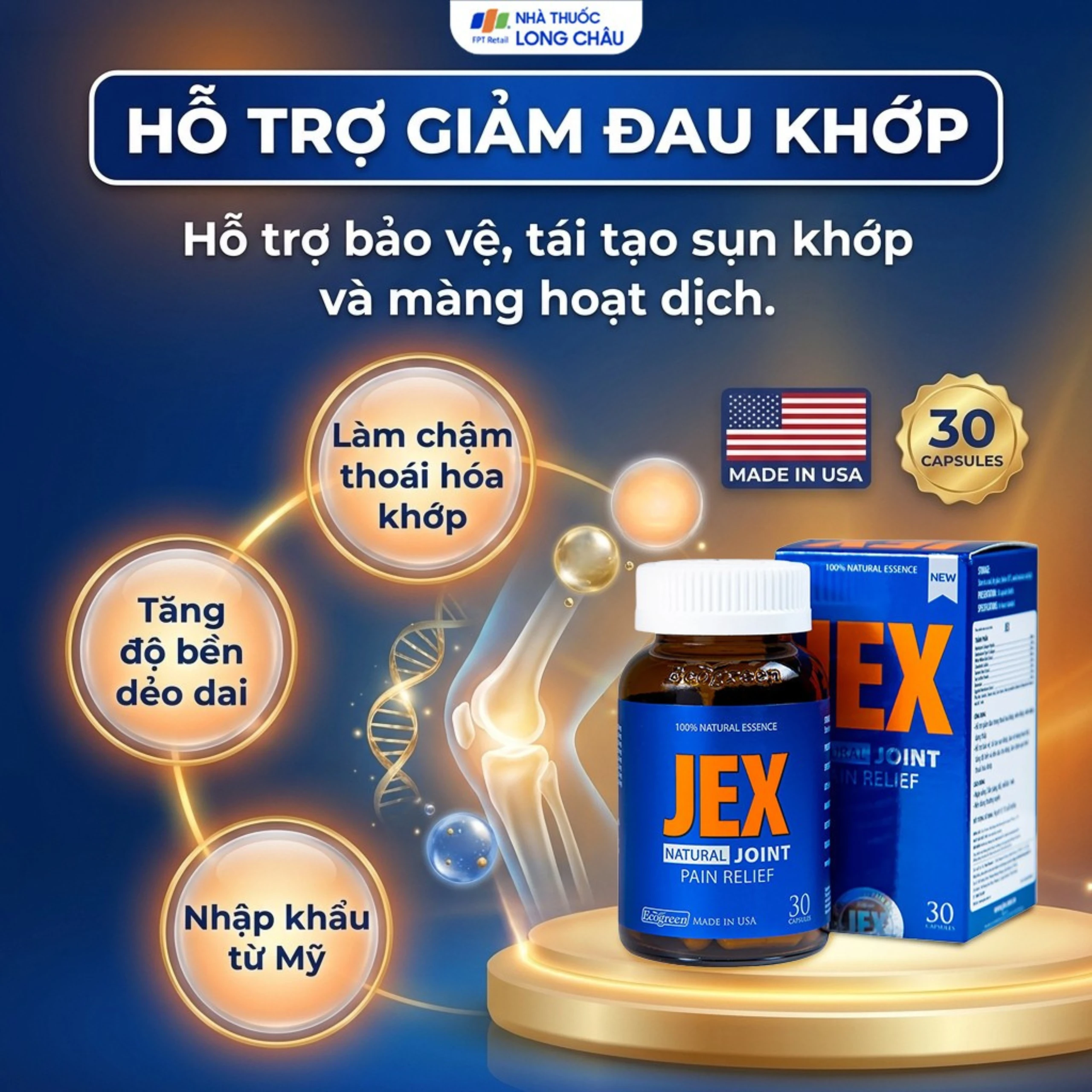 Viên hỗ trợ giảm đau trong thoái hoá khớp viêm khớp Ecogreen Jex Natural (30 viên) 2
