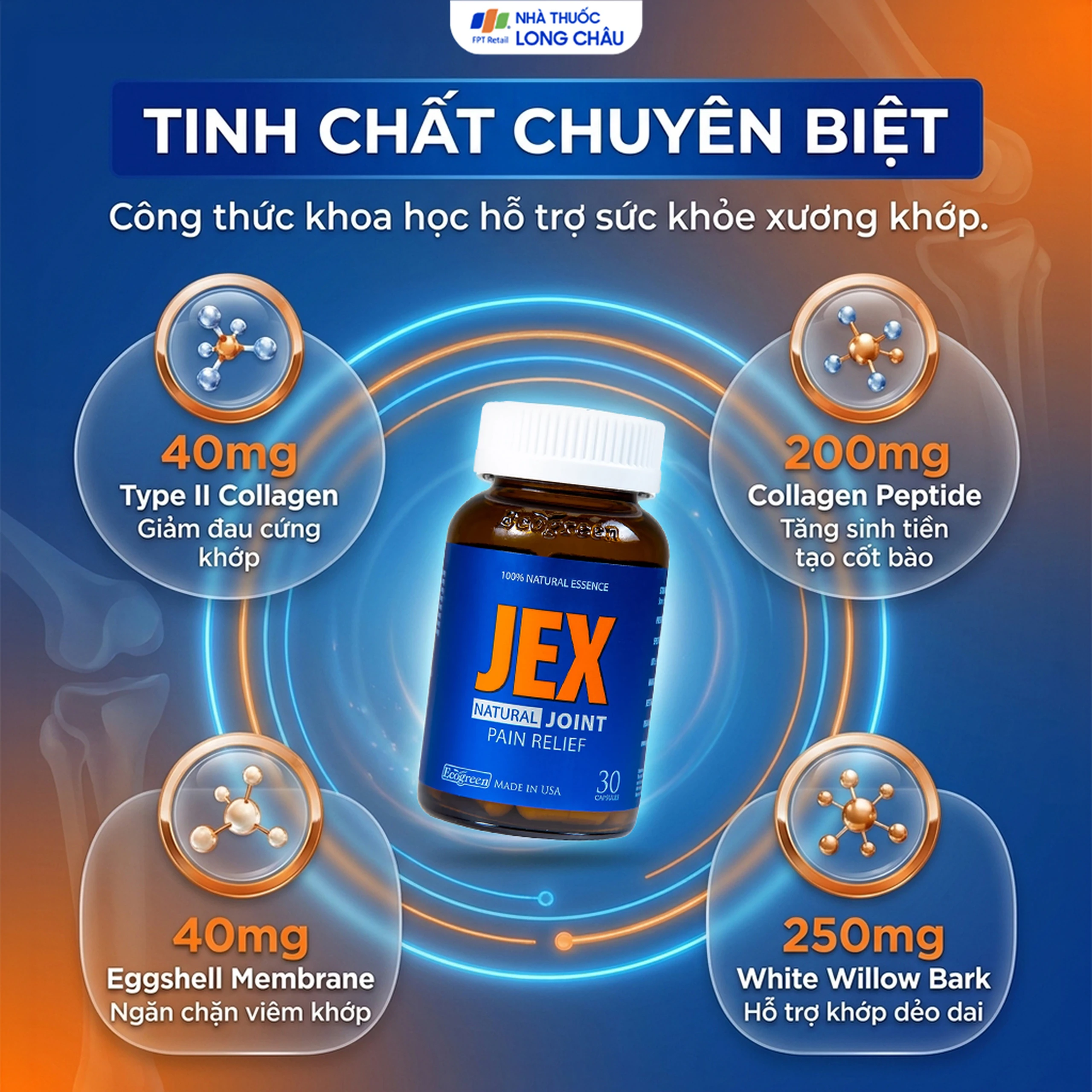 Viên hỗ trợ giảm đau trong thoái hoá khớp viêm khớp Ecogreen Jex Natural (30 viên) 3