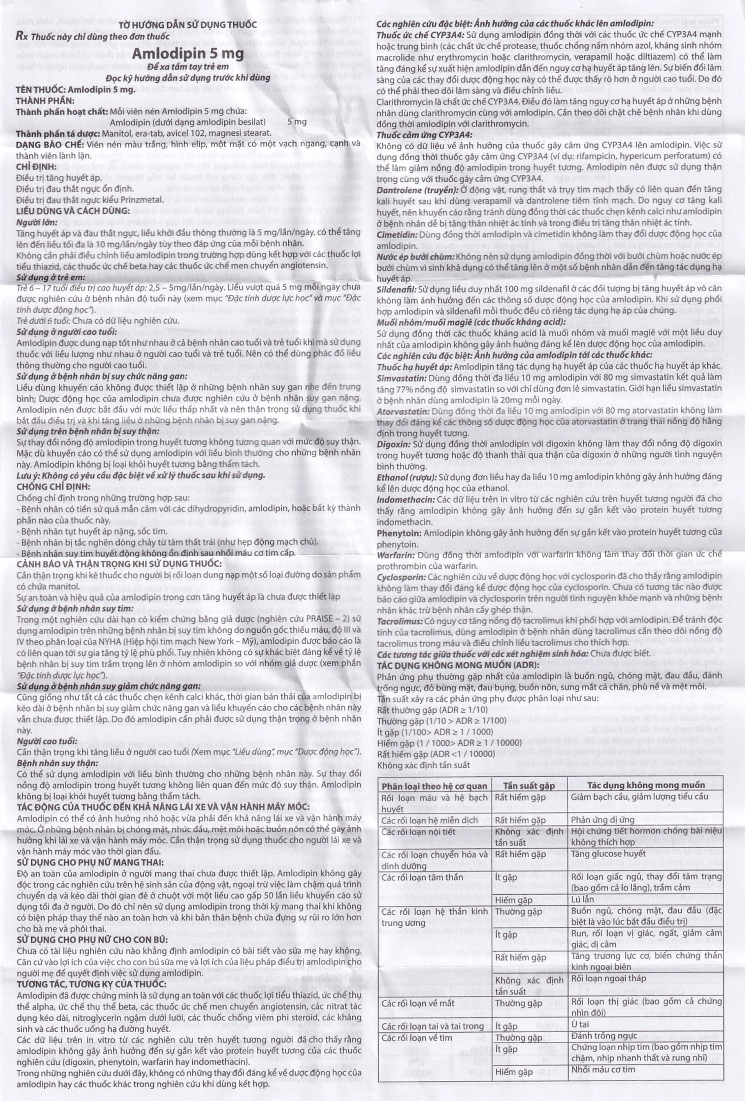 Thuốc Amlodipin 5mg Trường Thọ điều trị tăng huyết áp, đau thắt ngực (3 vỉ x 10 viên)