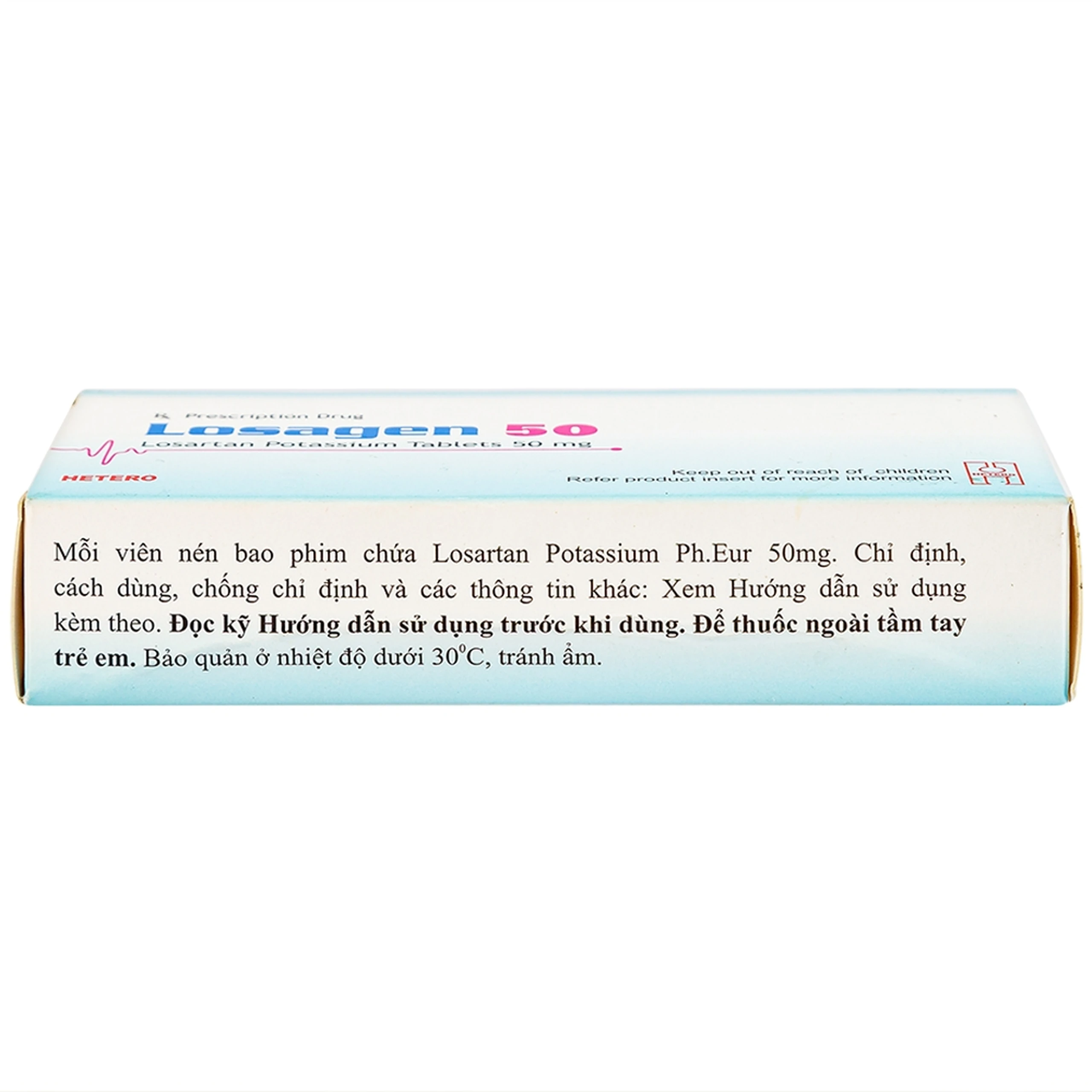 Viên nén Losagen 50 Hetero điều trị tăng huyết áp (3 vỉ x 10 viên)