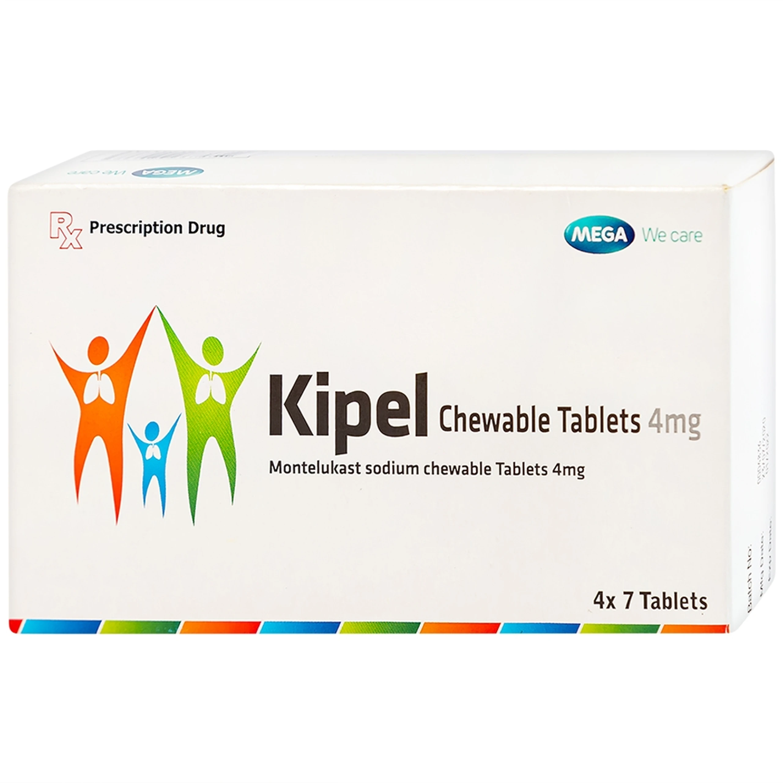 Viên nhai Kipel Chewable Tablet 4mg MEGA We care điều trị hen suyễn, co thắt phế quản, viêm mũi dị ứng (4 vỉ x 7 viên)