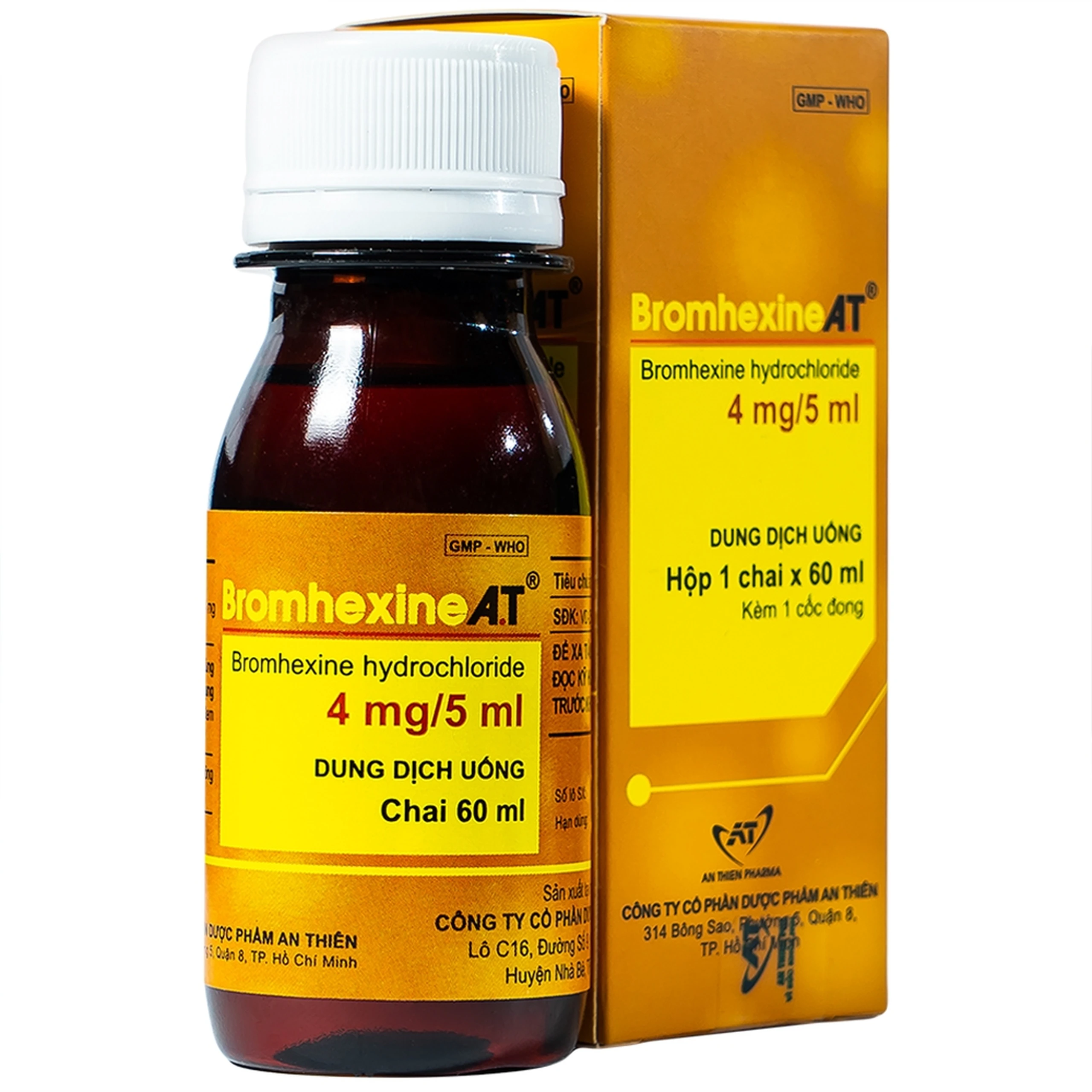 Dung dịch uống Bromhexine AT loãng đờm trong nhiễm khuẩn đường hô hấp (60ml) 1