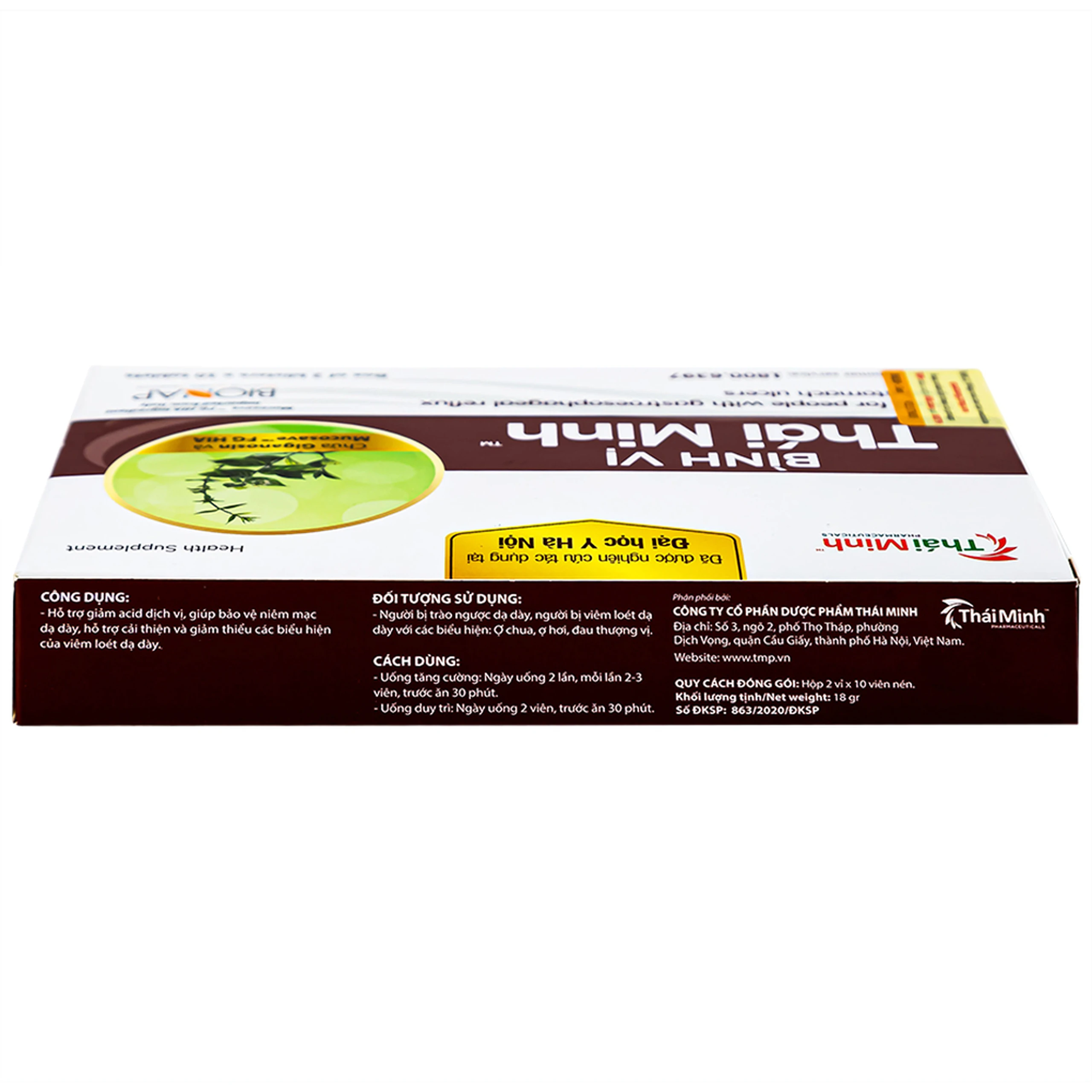 Viên uống giảm acid dịch vị Bình Vị Thái Minh (2 vỉ x 10 viên)