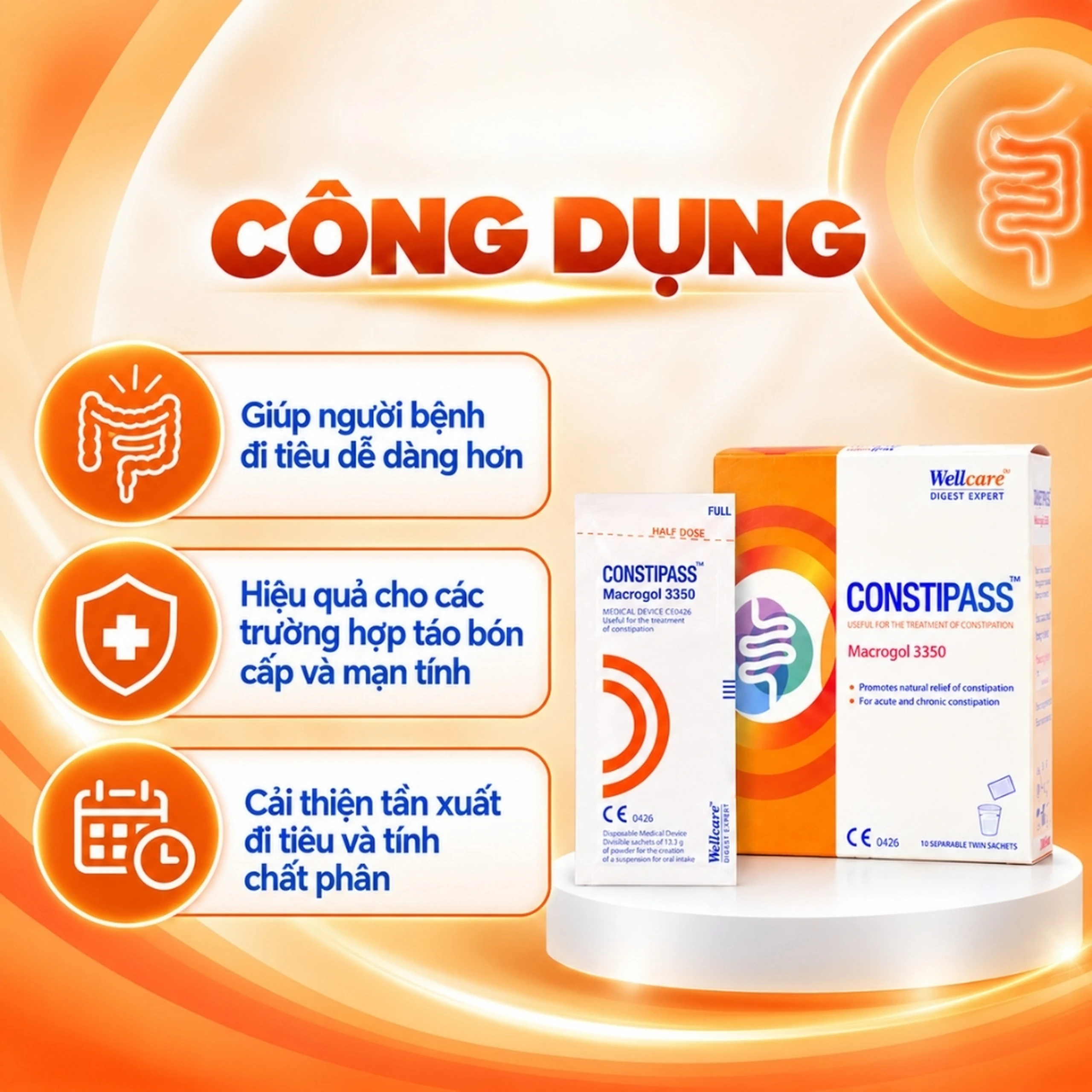 Bột nhuận tràng Constipass Wellcare (20 gói x 6.65g) cải thiện tình trạng táo bón cho người lớn và trẻ em 2