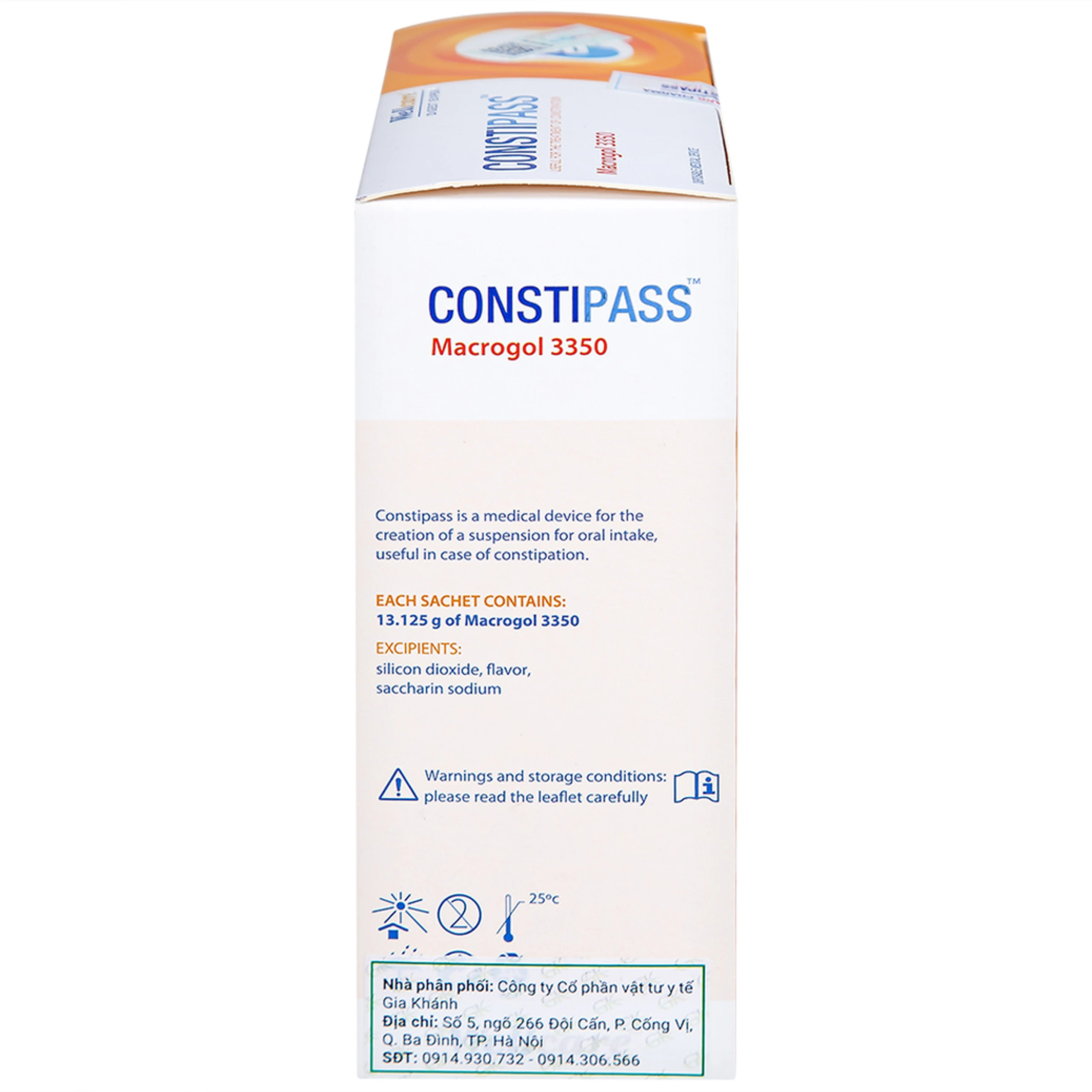 Bột nhuận tràng Constipass Wellcare (20 gói x 6.65g) cải thiện tình trạng táo bón cho người lớn và trẻ em