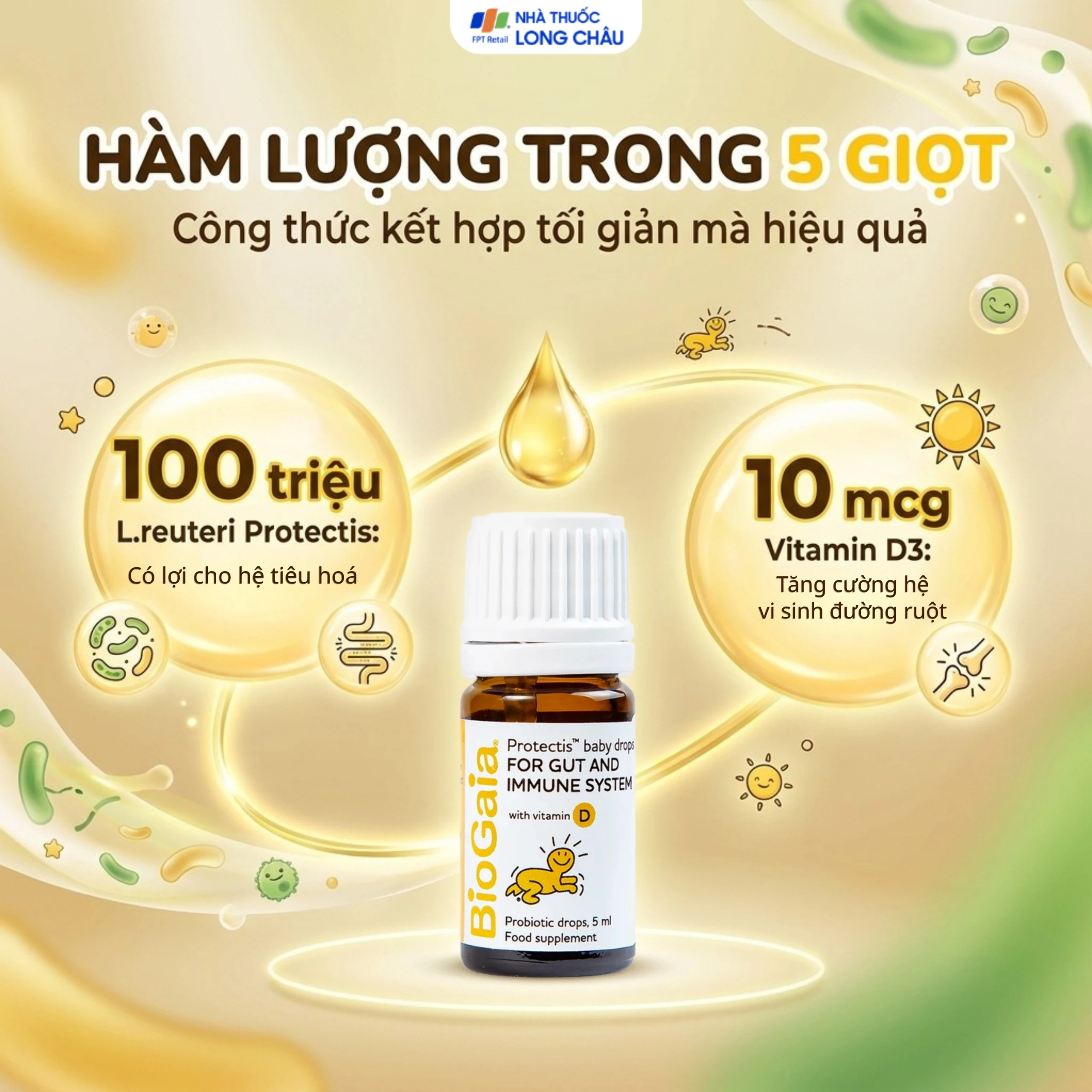 Dung dịch bổ sung lợi khuẩn và vitamin D3 BioGaia Protectis Baby Drops with Vitamin D3 (5ml) 4