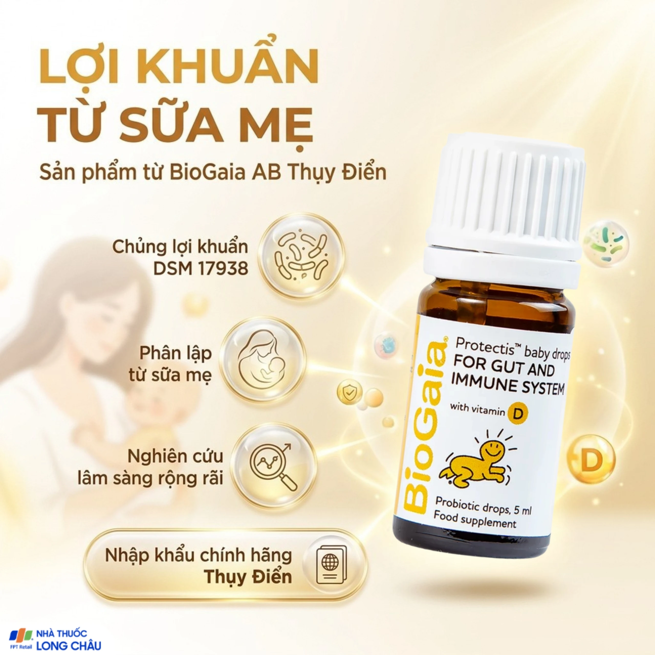 Dung dịch bổ sung lợi khuẩn và vitamin D3 BioGaia Protectis Baby Drops with Vitamin D3 (5ml) 3