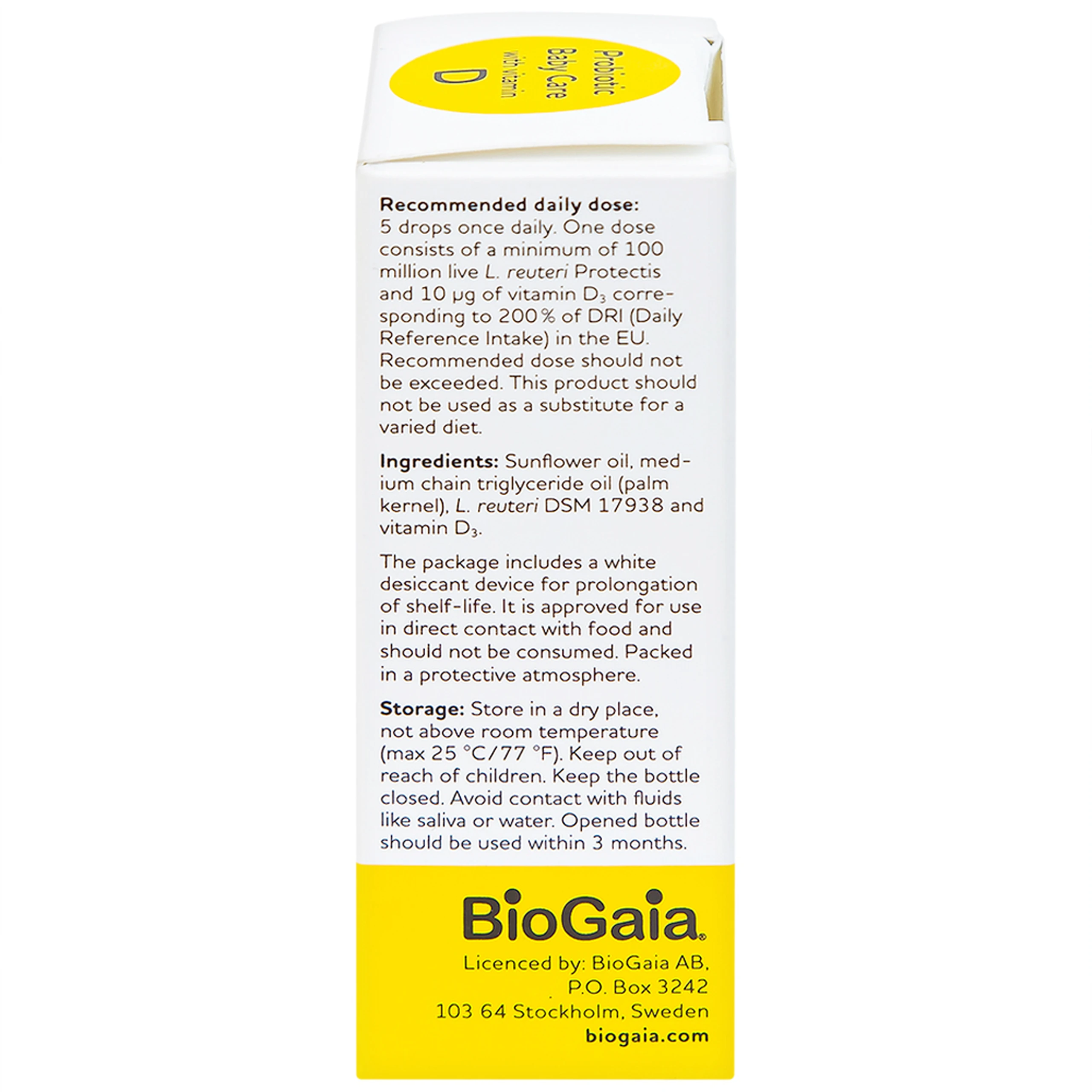 Dung dịch bổ sung lợi khuẩn và vitamin D3 BioGaia Protectis Baby Drops with Vitamin D3 (5ml)