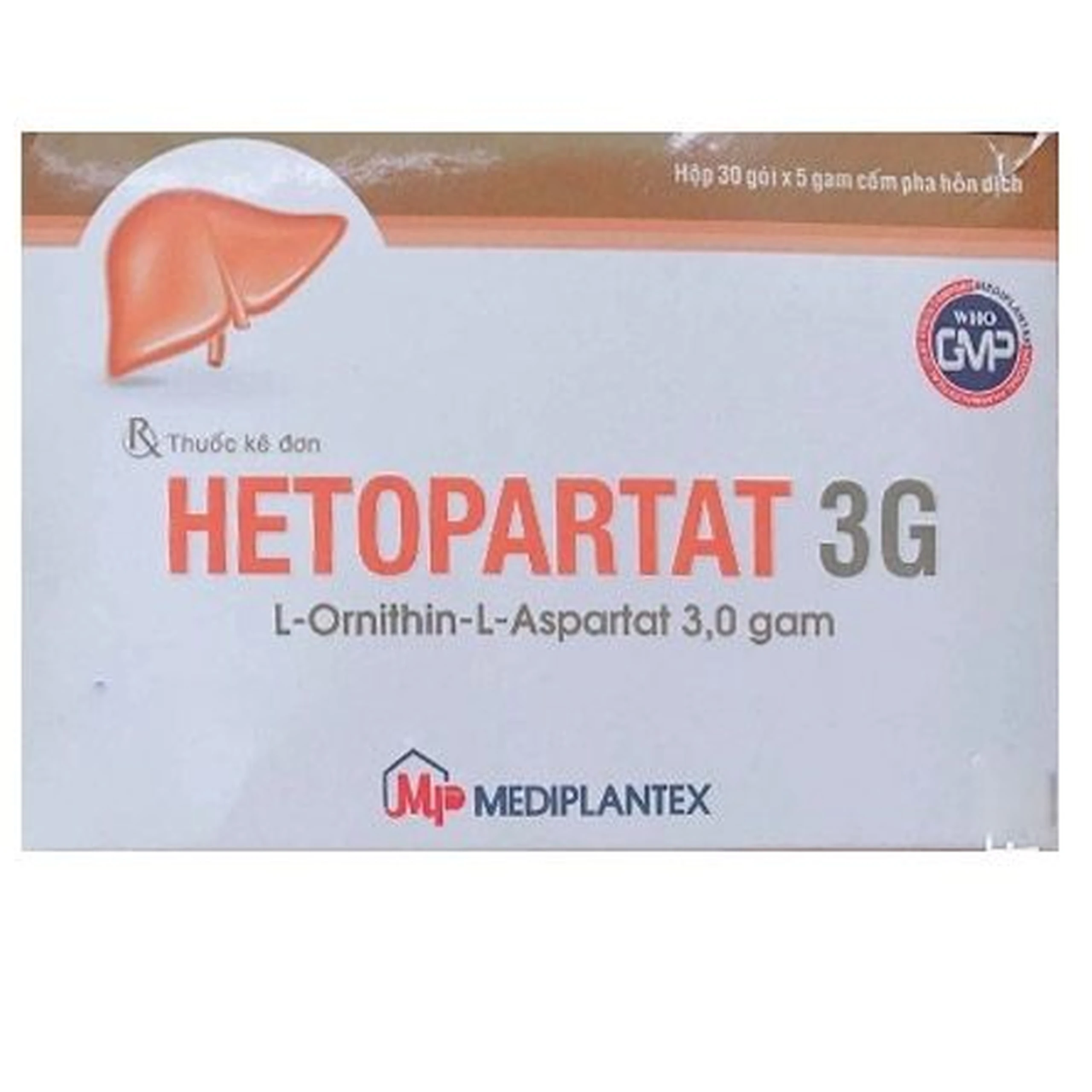 Thuốc Hetopartat 3G Mediplantex điều trị bệnh và biến chứng do chức năng gan bị suy yếu (30 gói x 5g)