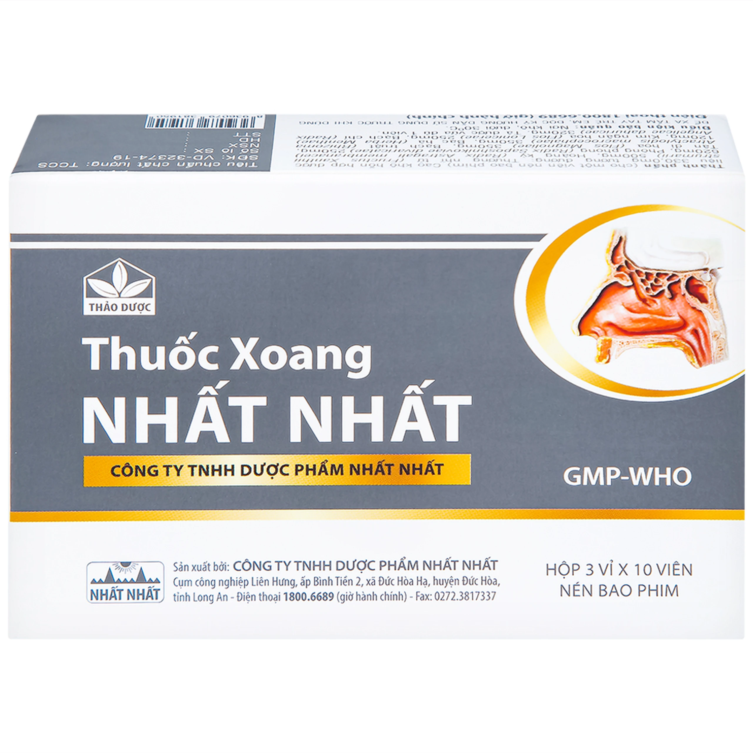 Thuốc Xoang Nhất Nhất điều trị nghẹt mũi, viêm mũi dị ứng, viêm xoang cấp (3 vỉ x 10 viên)