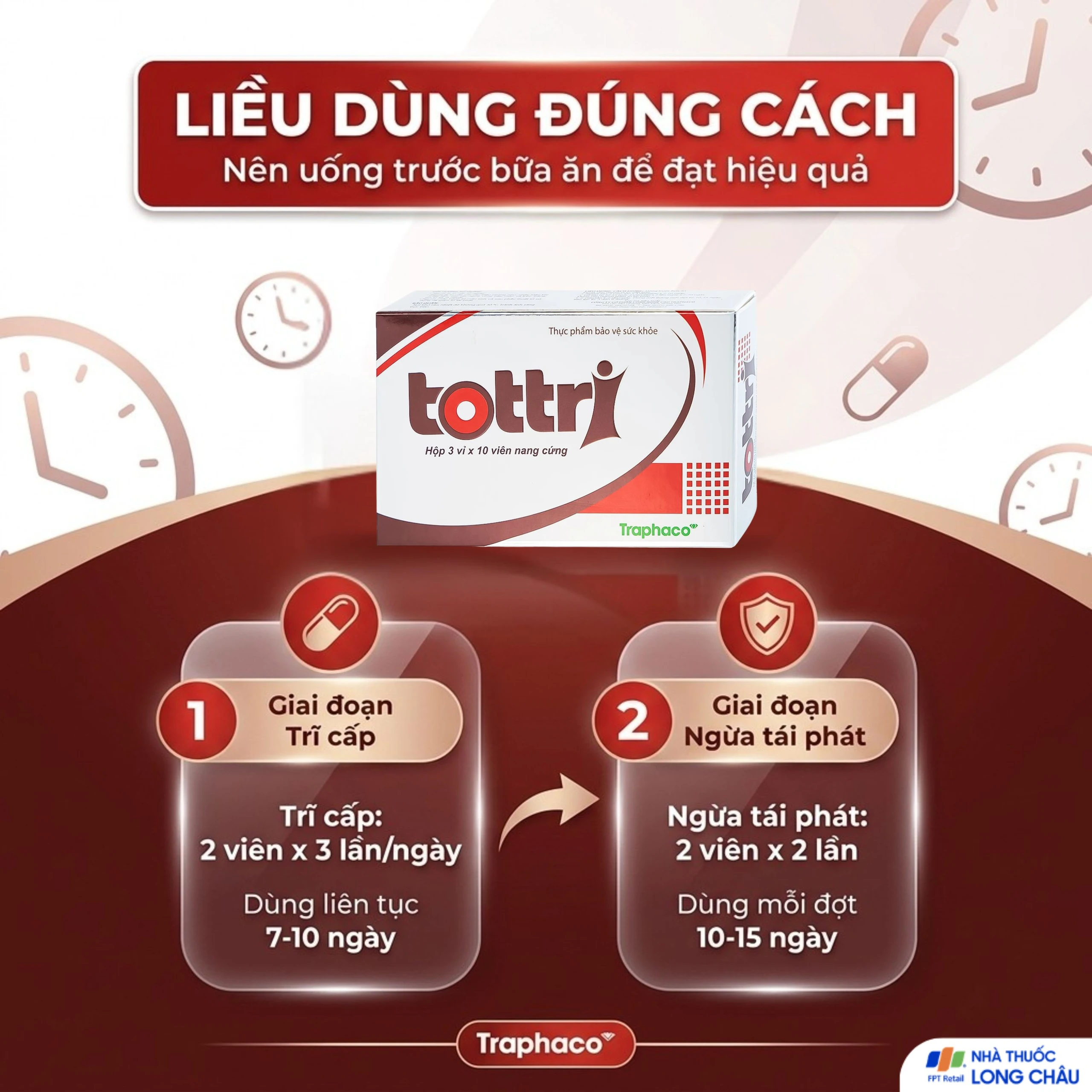 Viên hỗ trợ làm giảm triệu chứng trĩ nội, trĩ ngoại Tottri Traphaco (3 vỉ x 10 viên) 5