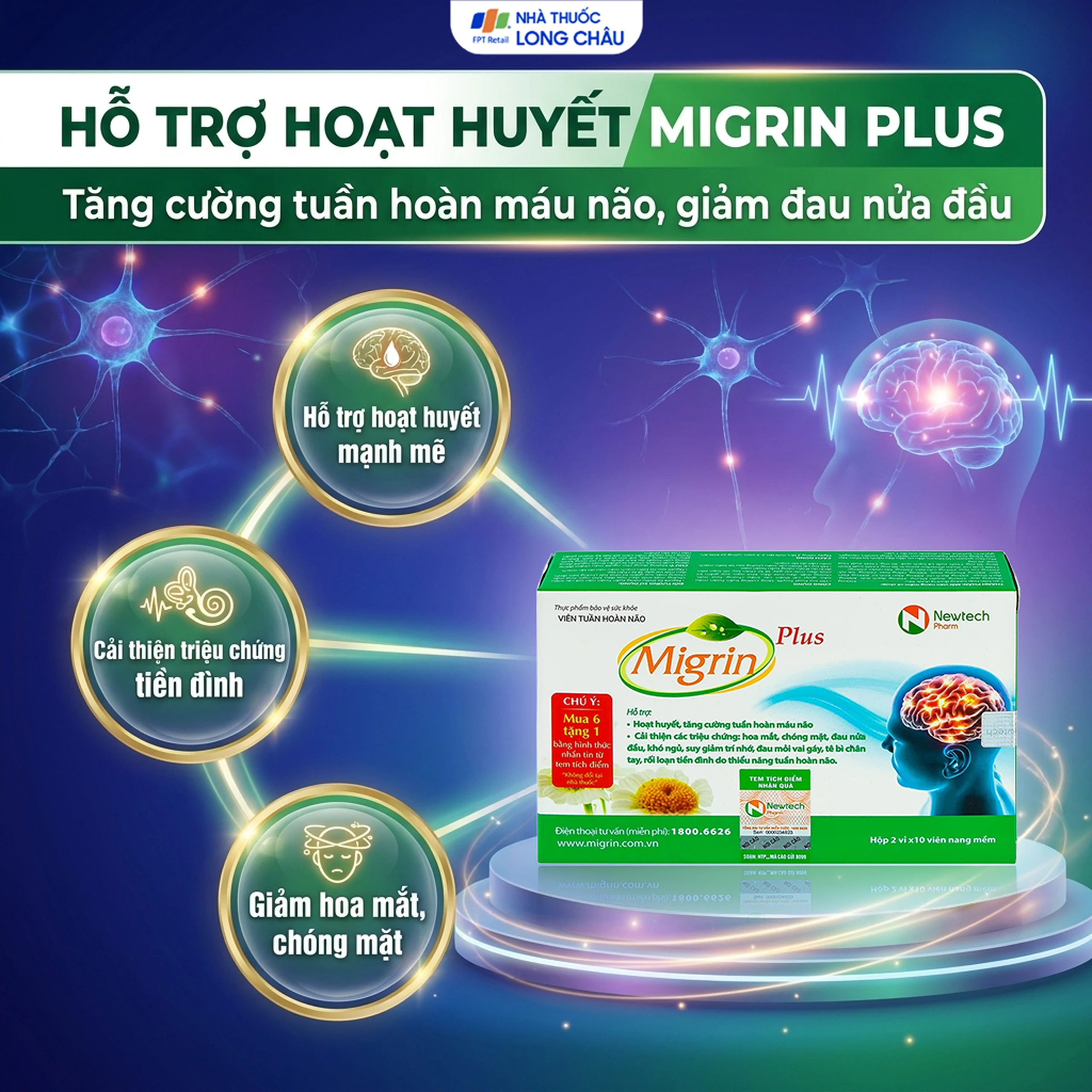 Viên hỗ trợ hoạt huyết Migrin Plus CVI (2 vỉ x 10 viên) 2