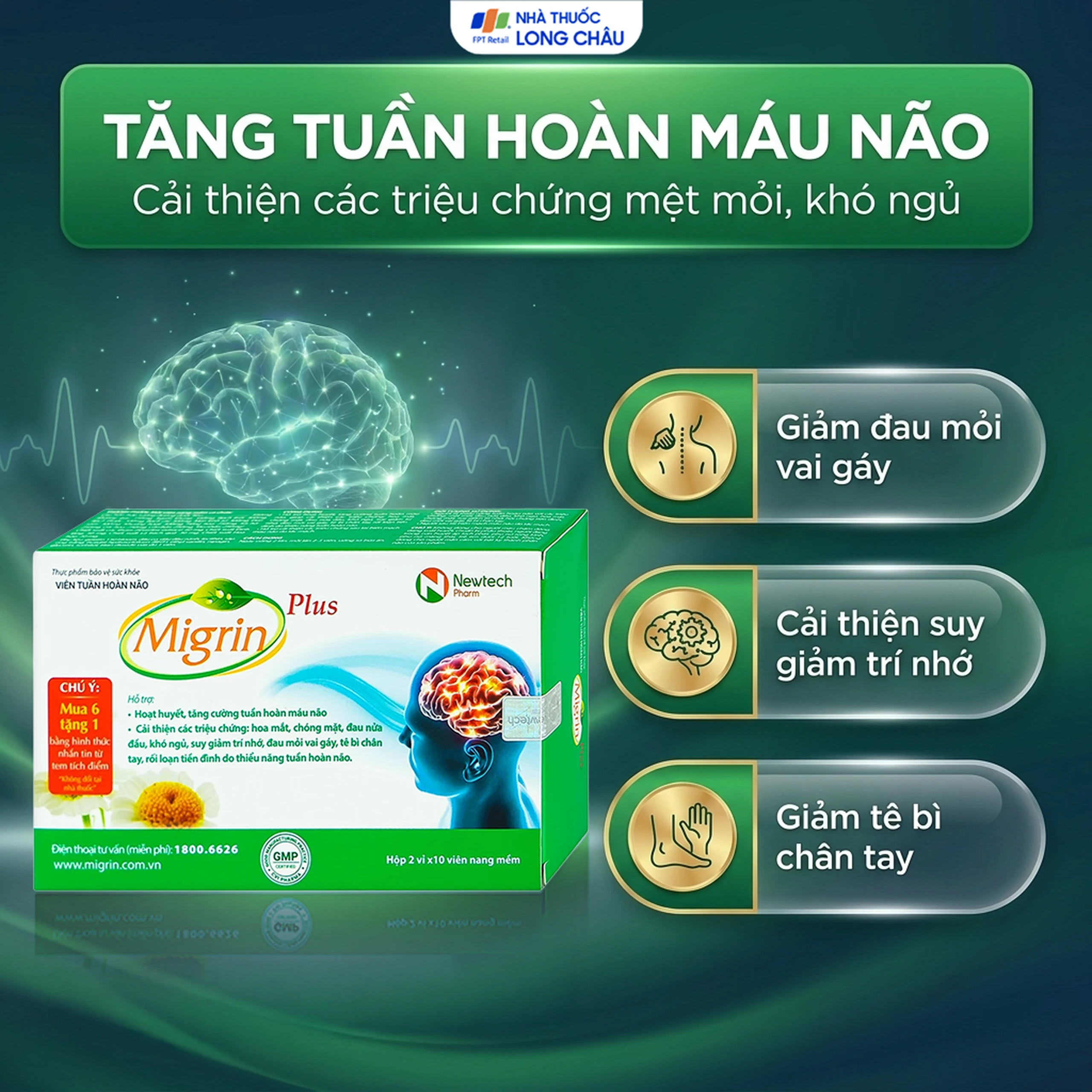 Viên hỗ trợ hoạt huyết Migrin Plus CVI (2 vỉ x 10 viên) 4