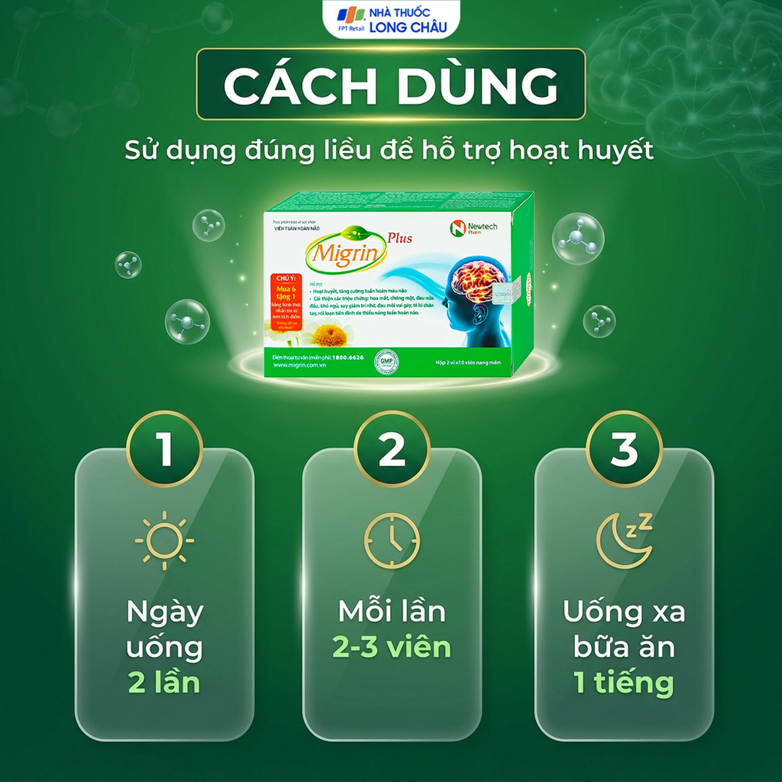 Viên hỗ trợ hoạt huyết Migrin Plus CVI (2 vỉ x 10 viên) 5