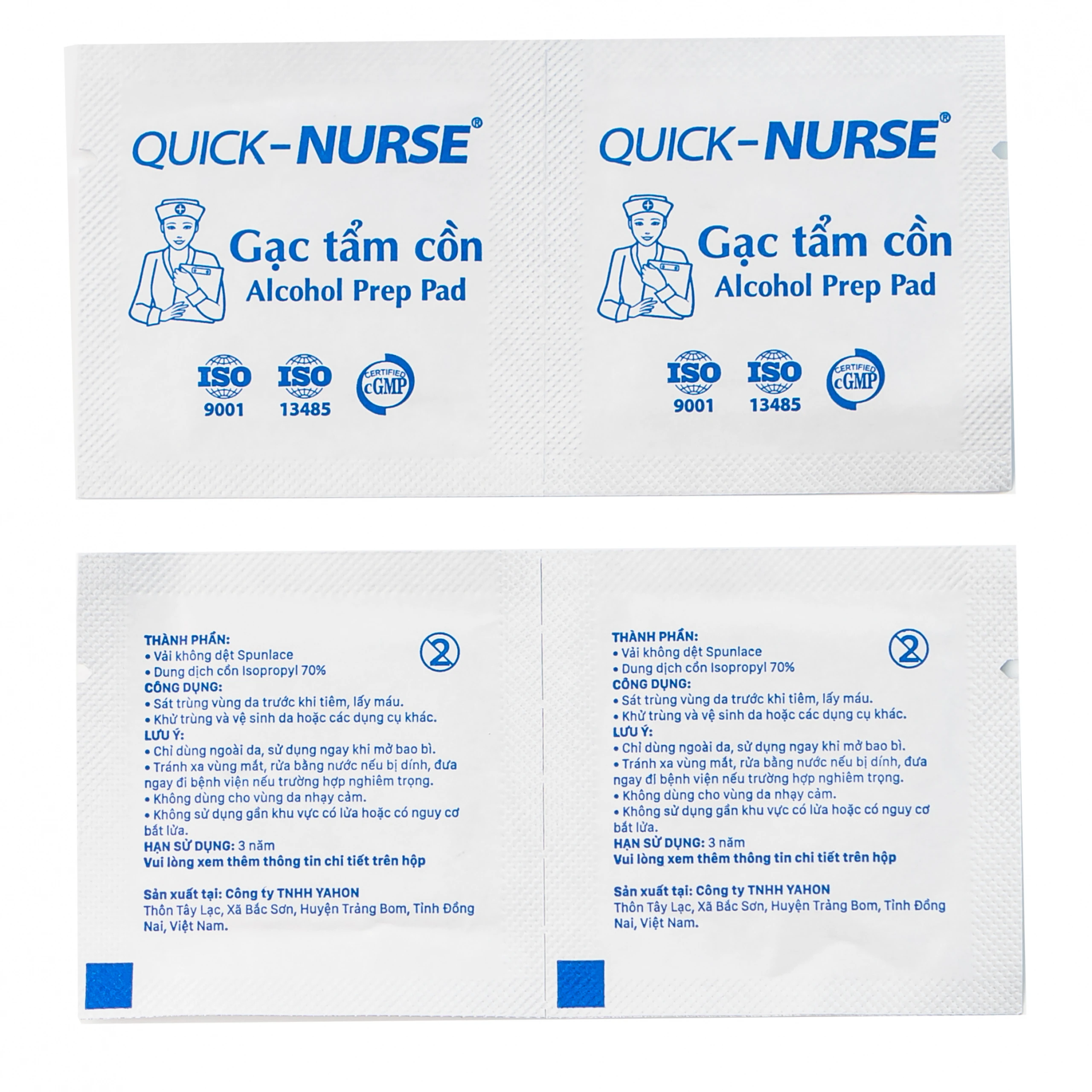 Gạc tẩm cồn 6x3cm Quick Nurse (100 miếng) làm sạch da, ngăn ngừa vi khuẩn