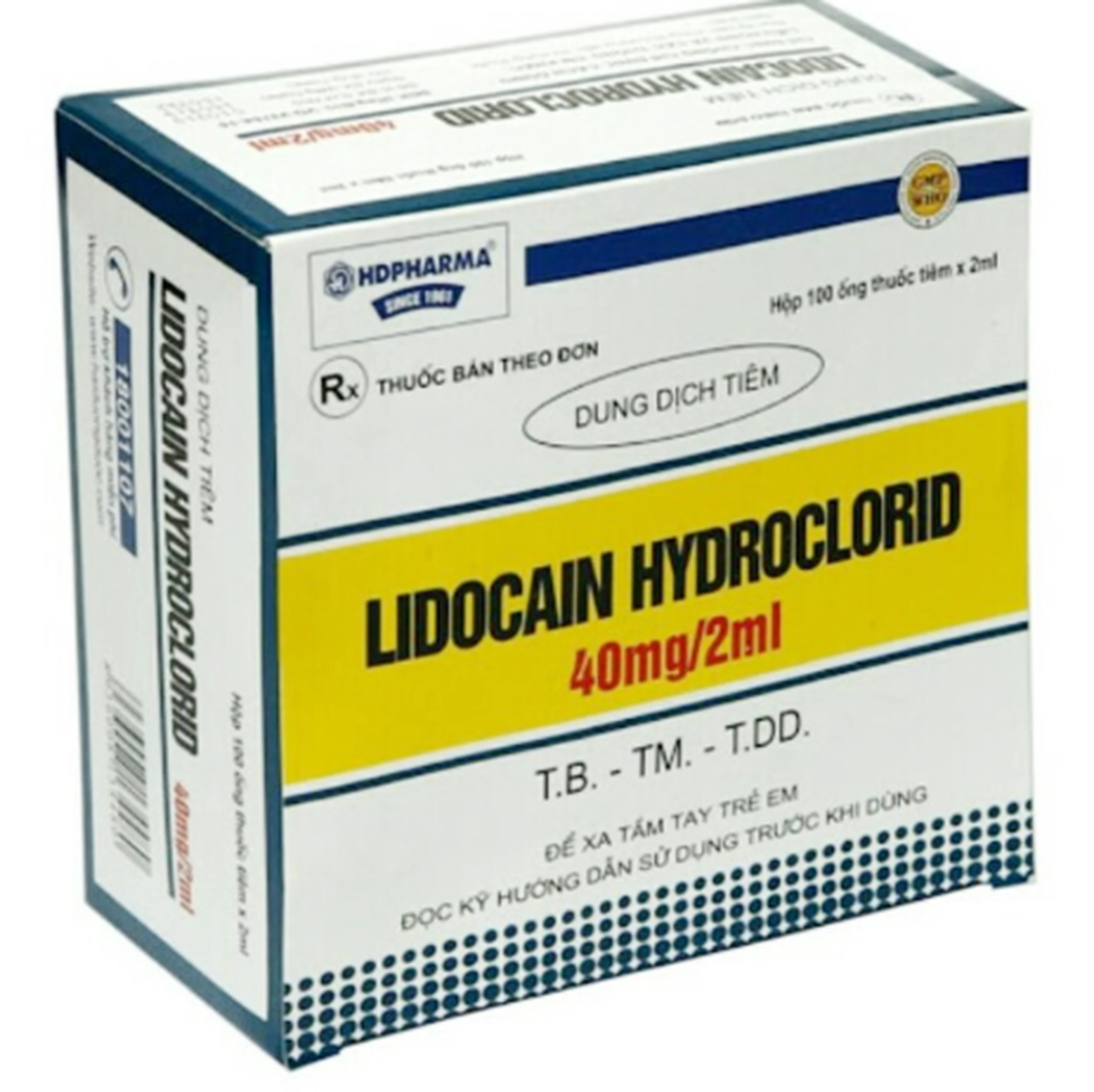 Thuốc Lidocain hydroclorid 40mg/2ml HD Pharma gây tê bề mặt và bôi trơn (100 ống)