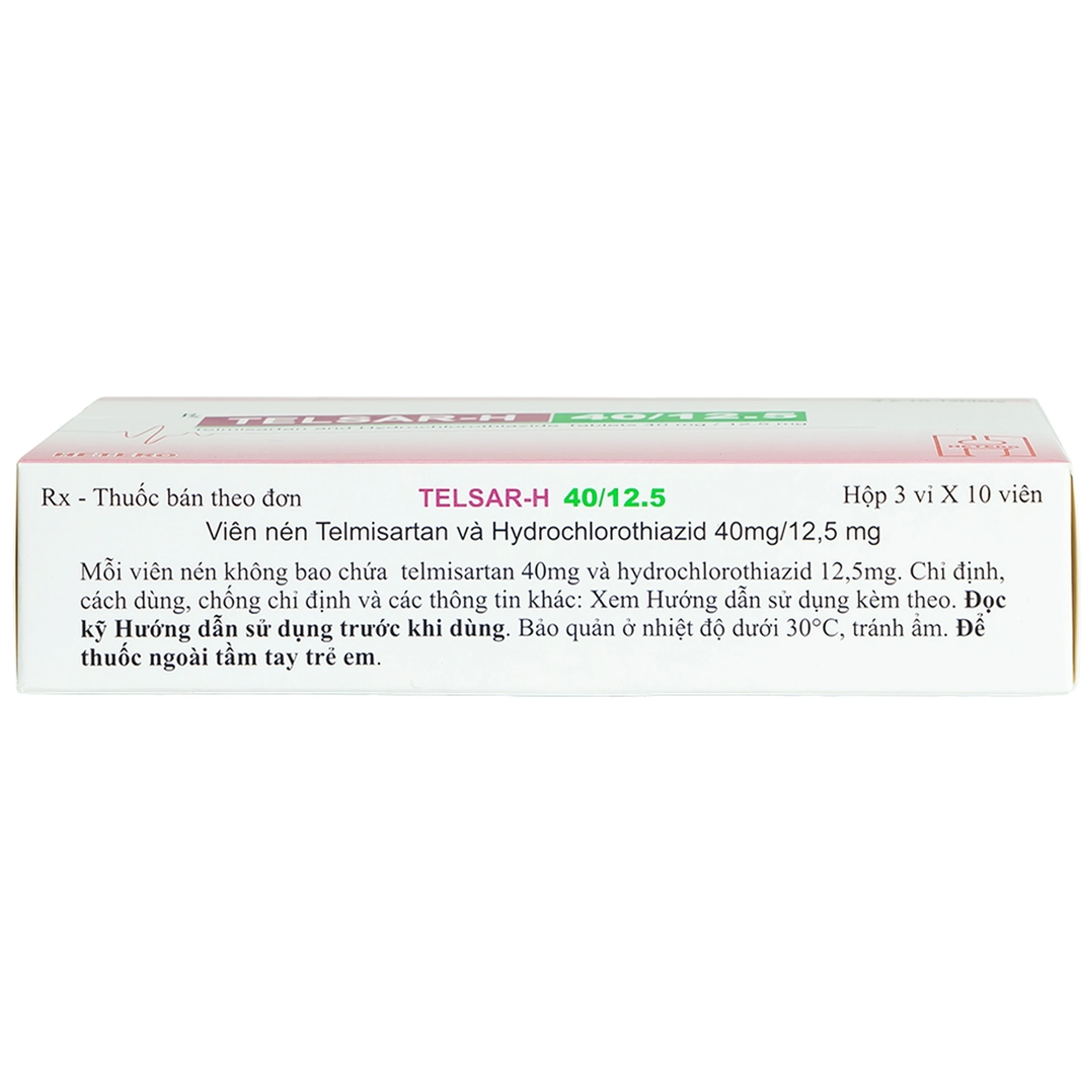 Thuốc Telsar-H 40/12.5 Hetero điều trị tăng huyết áp (3 vỉ x 10 viên)