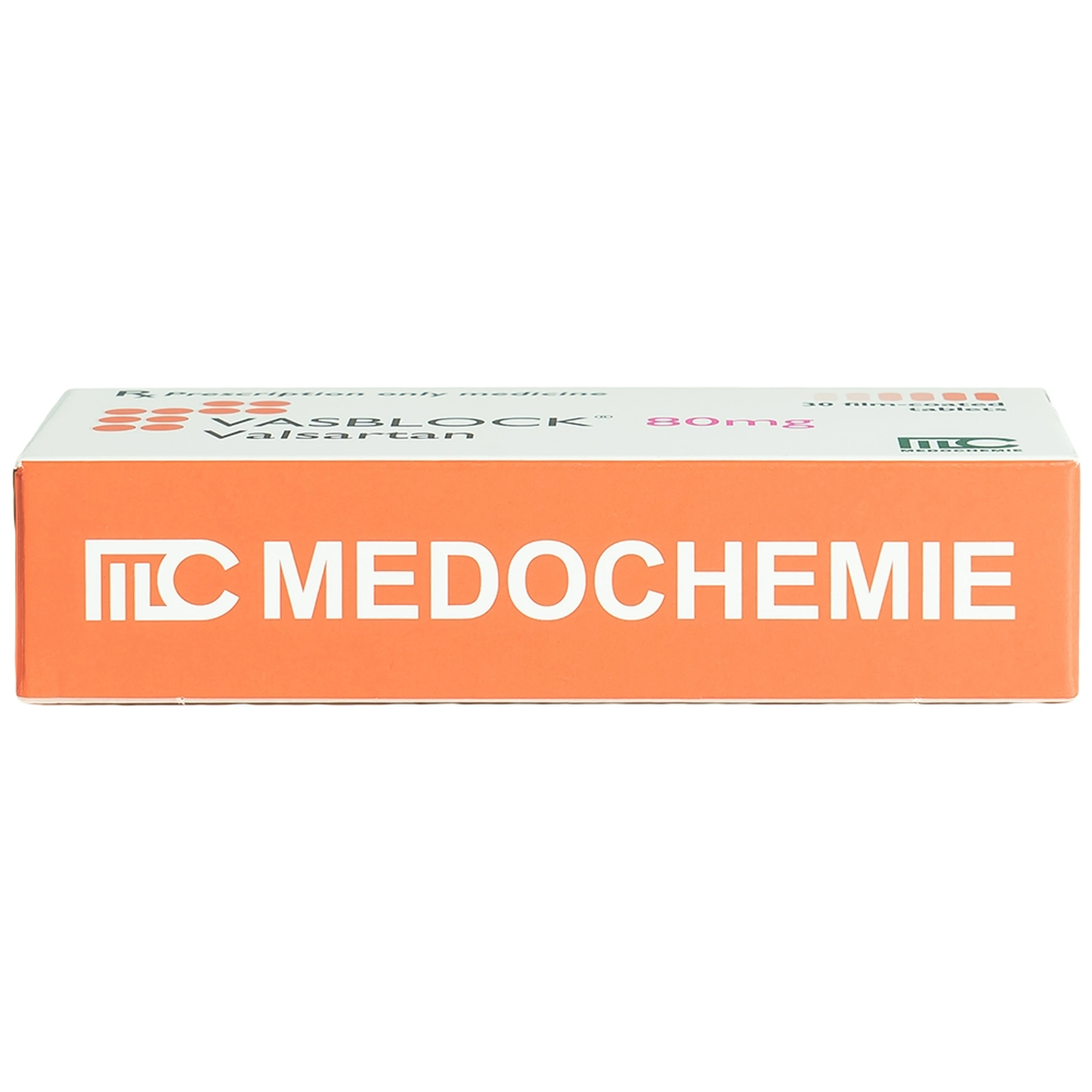 Thuốc Vasblock 80mg Medochemie điều trị tăng huyết áp, suy tim (3 vỉ x 10 viên)