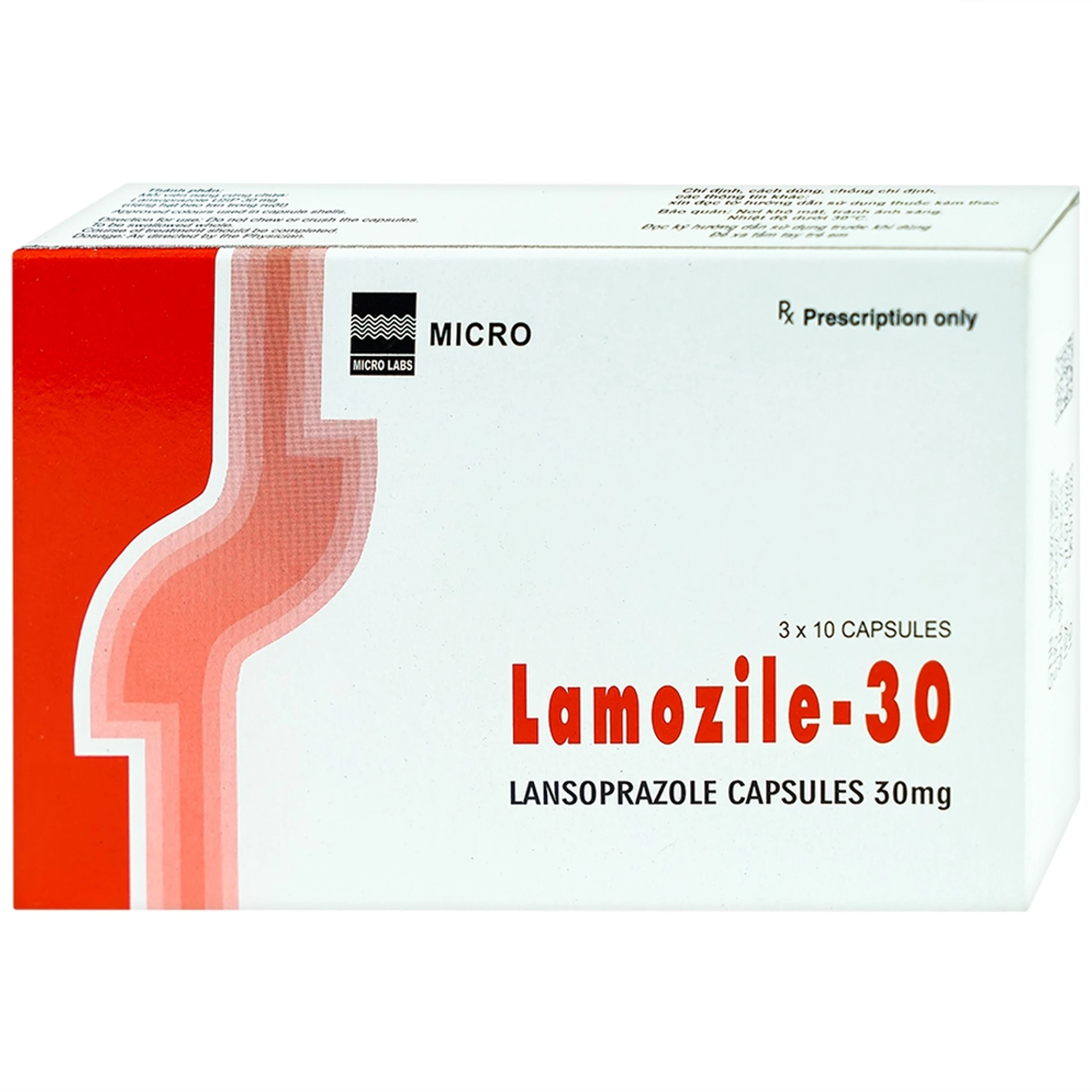 Viên nang cứng Lamozile 30 Micro điều trị loét tá tràng, loét dạ dày, viêm thực quản (3 vỉ x 10 viên)  2
