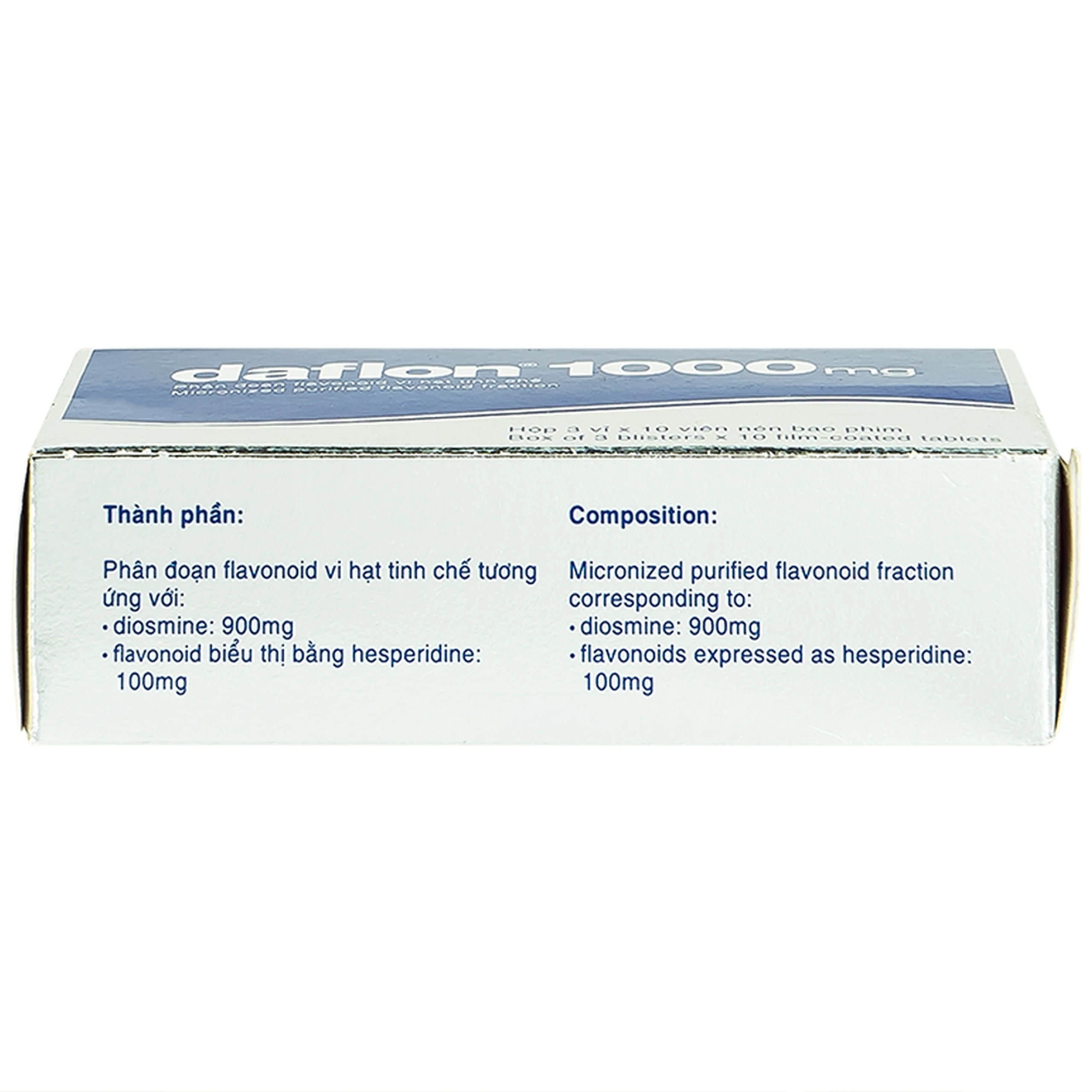 Thuốc Daflon 1000mg Servier điều trị triệu chứng thực thể liên quan đến trĩ cấp (3 vỉ x 10 viên)
